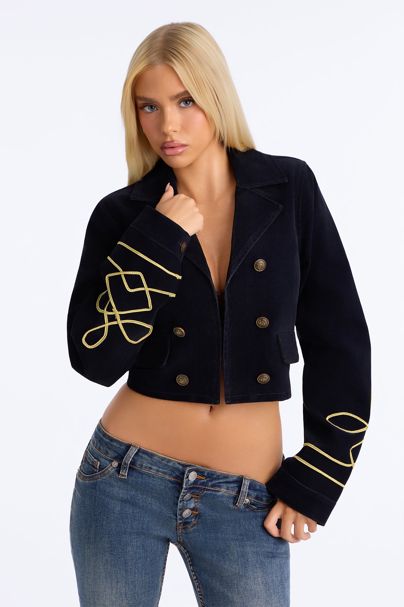 With The Band Flocked Denim Jacket - Black