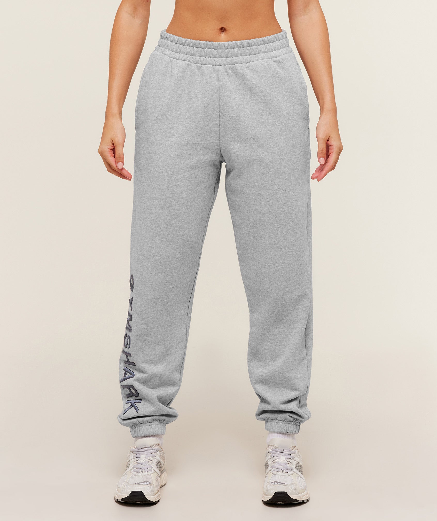 Gymshark Embroidered Logo Joggers - Light Grey Core Marl