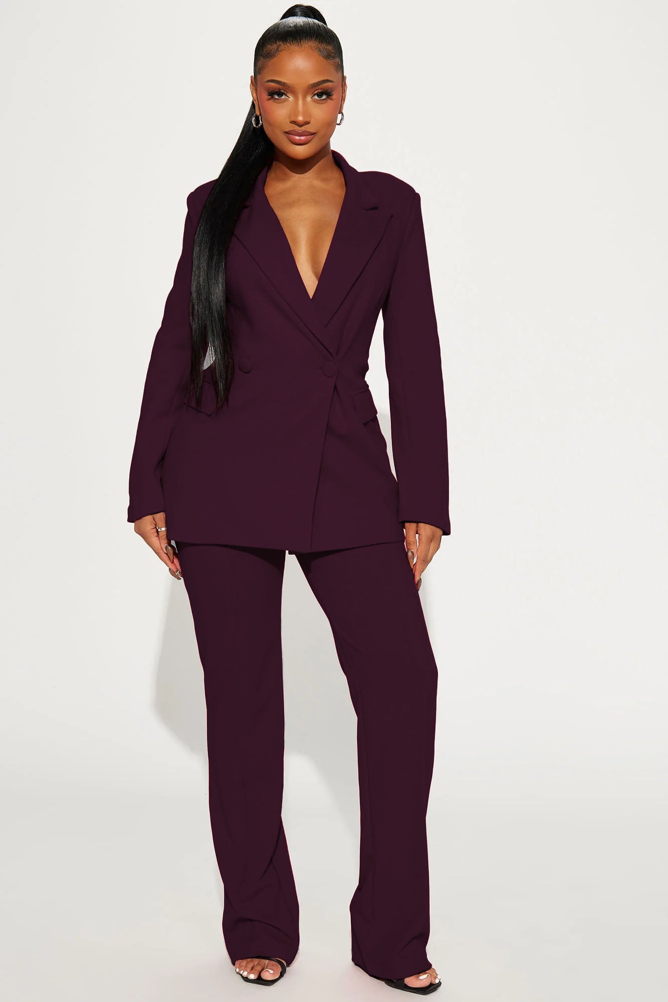Dreamy Moments Blazer Set - Plum