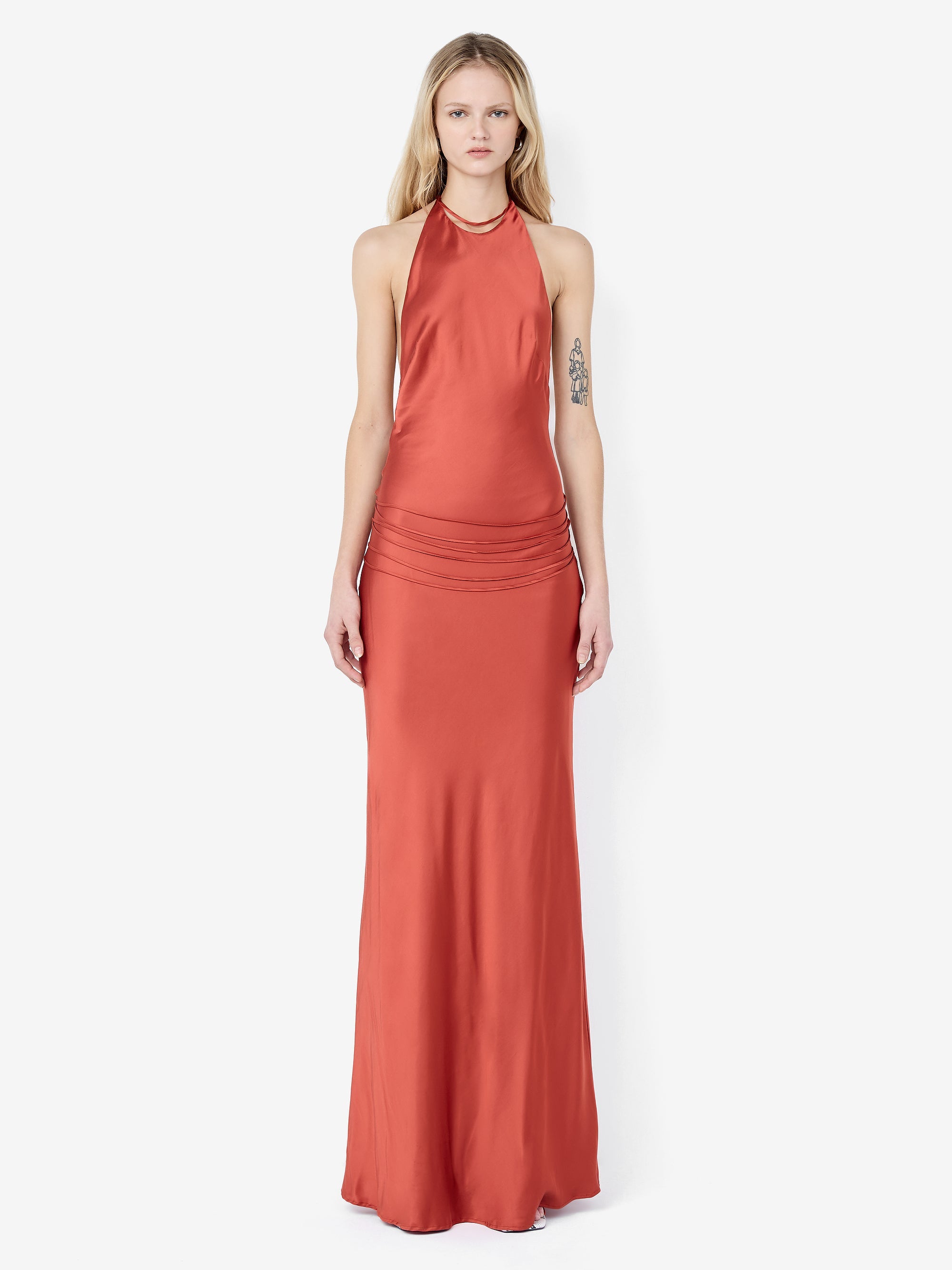 QUENTIN RACER MAXI DRESS - PAPRIKA