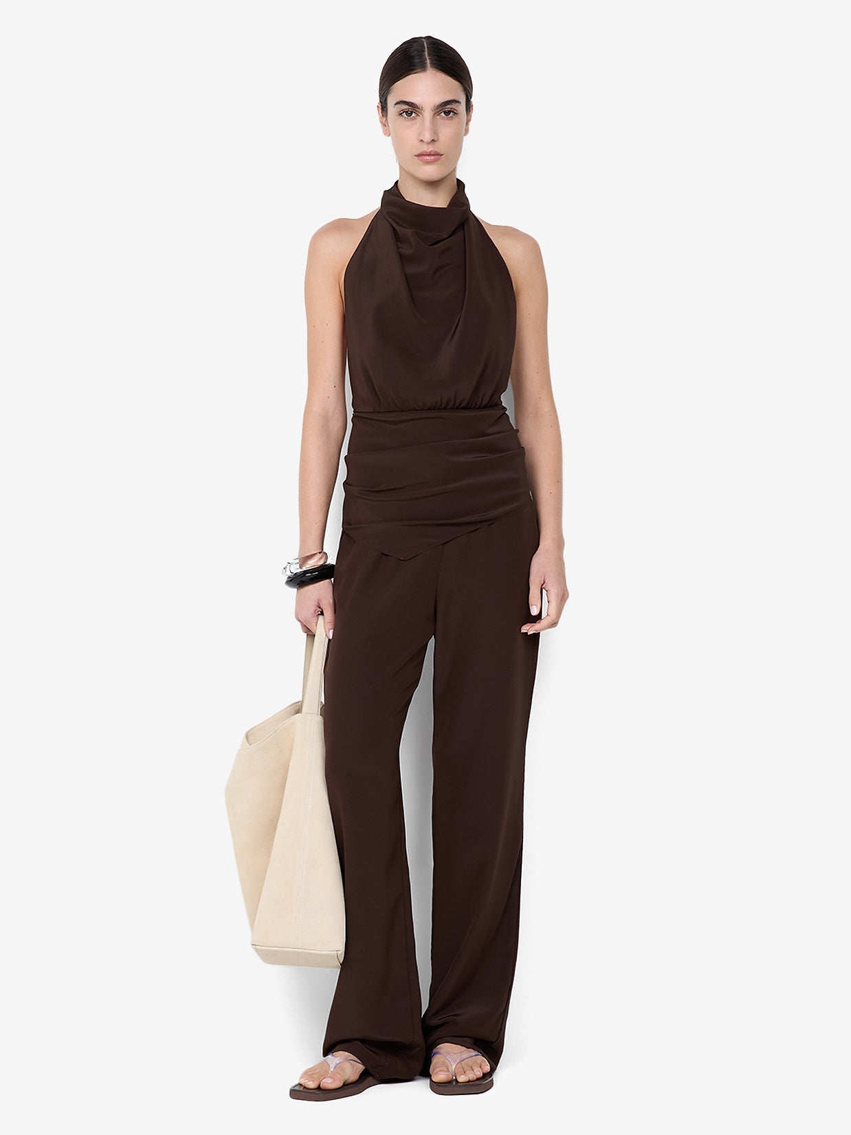 LUCIE HALTER TOP - DARK CHOCOLATE