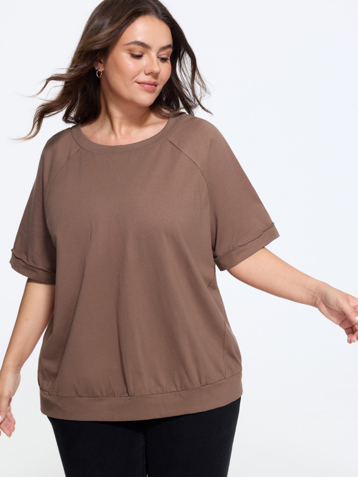 Cotton Raglan Sleeve Casual T-Shirt