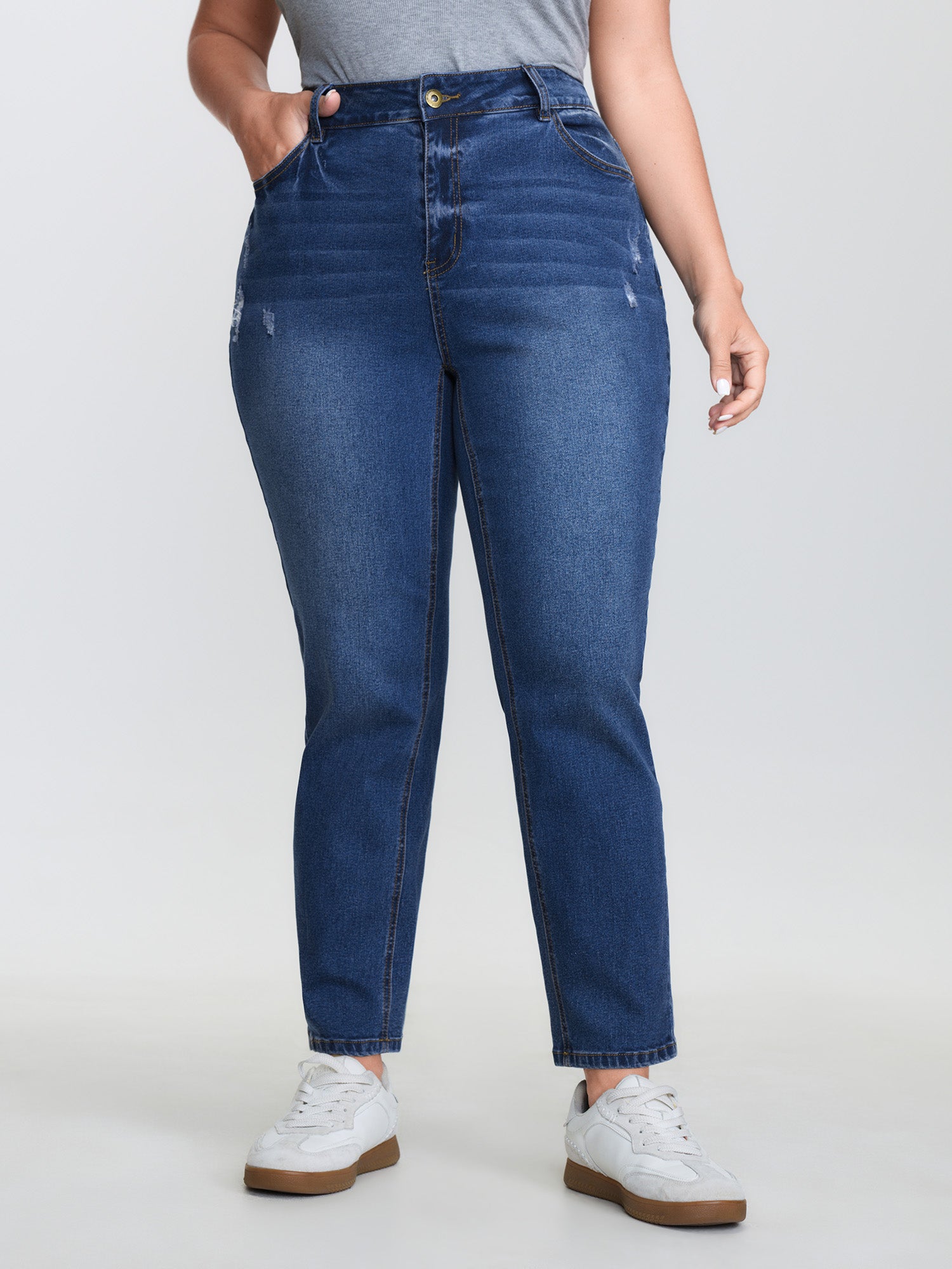 Thigh-Friendly High-Rise Bootcut Cropped Jeans