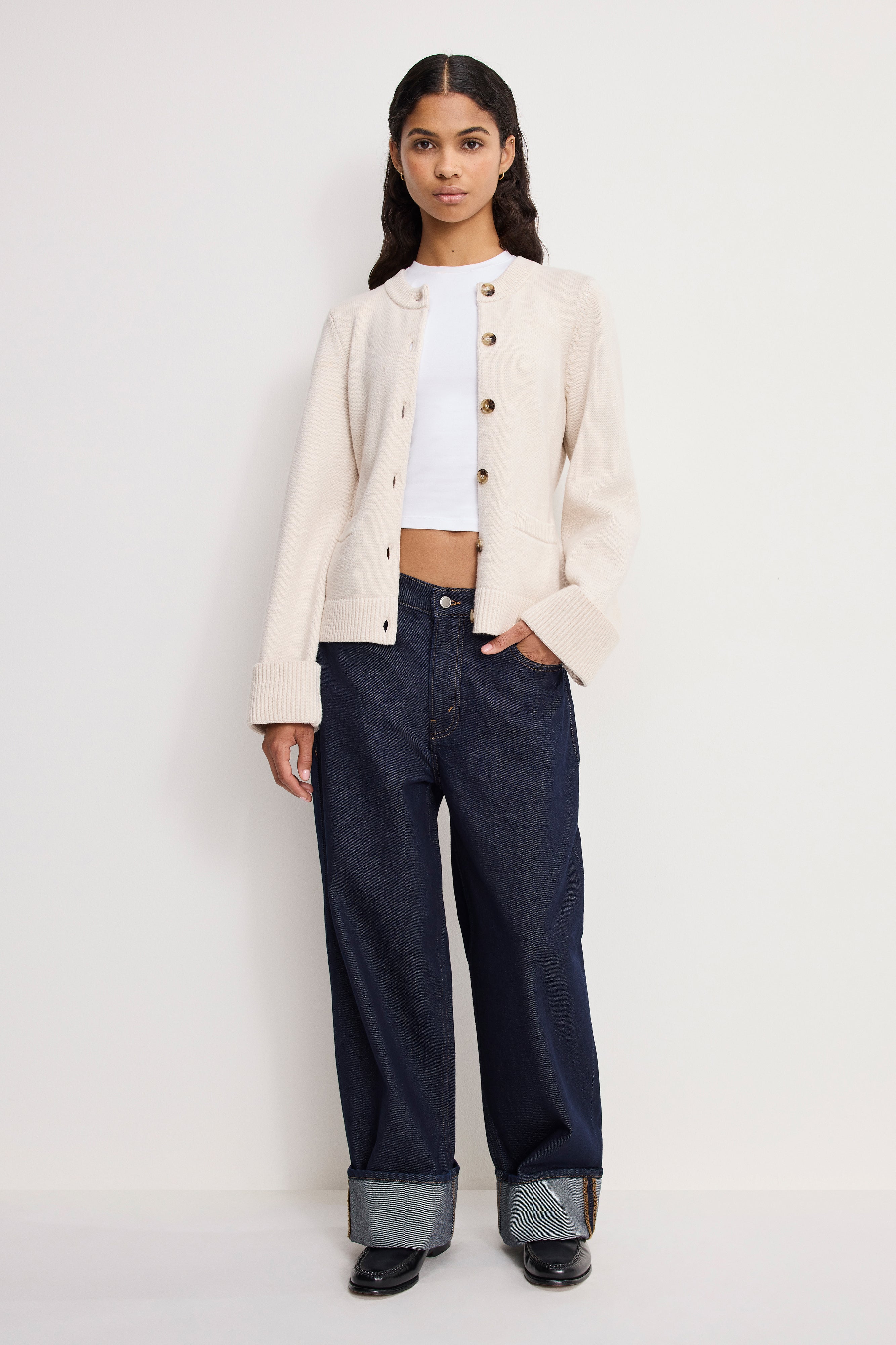 BUTTON FRONT KNIT CARDIGAN | VANILLA001