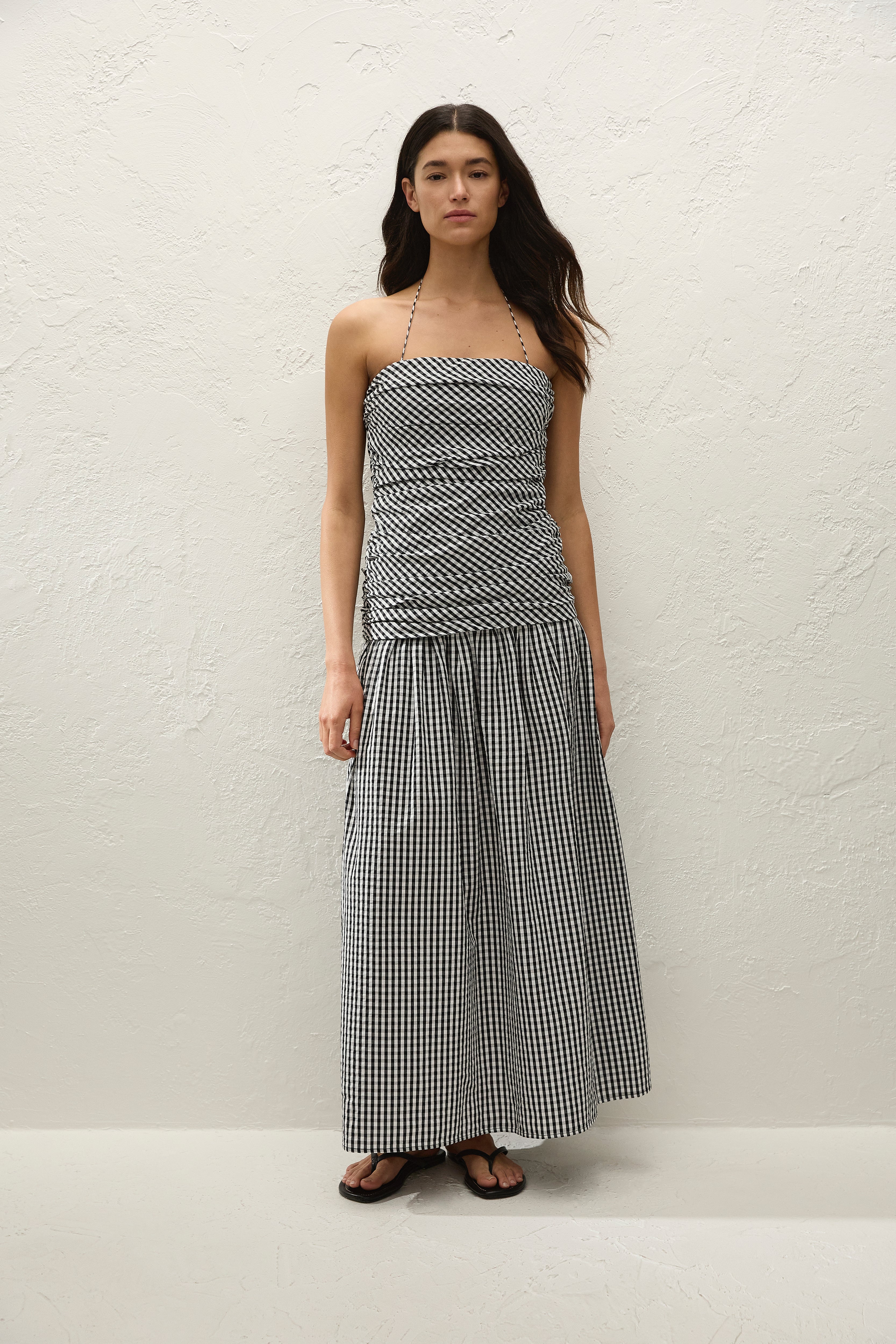 Vento Midi Dress Black Textured Gingham - Final Sale
