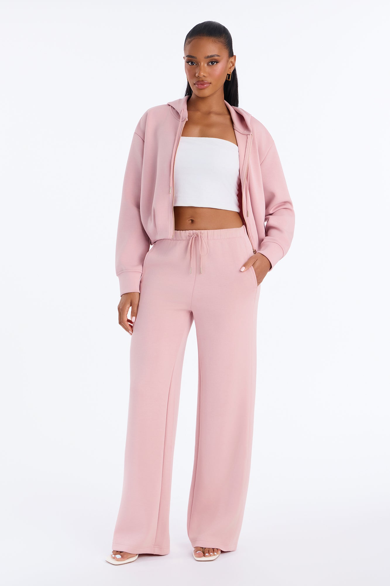 Bella Scuba Lounge Wide Leg Pant - Pink