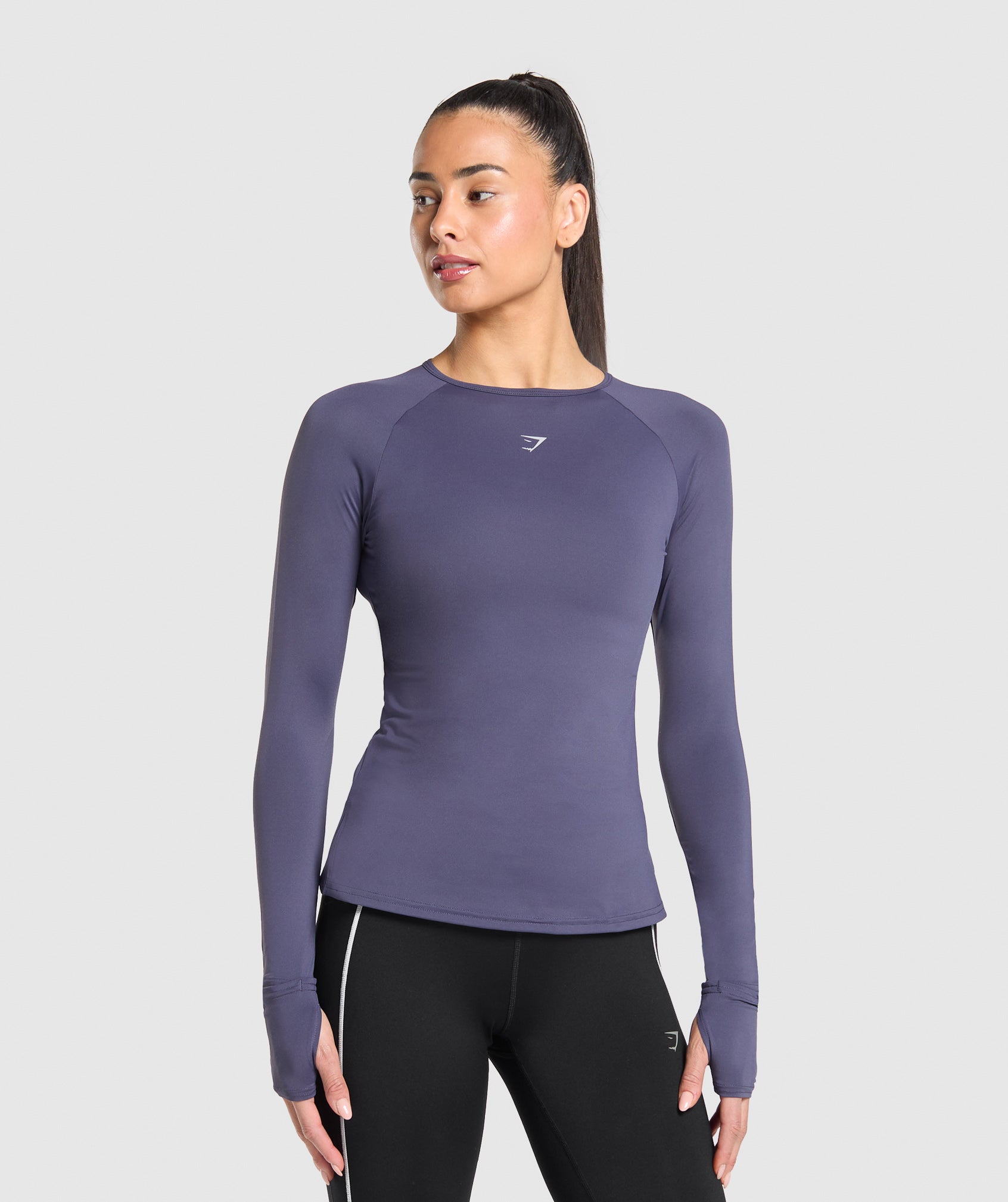 Gymshark Running Back Vent Long Sleeve Top - Weighted Purple