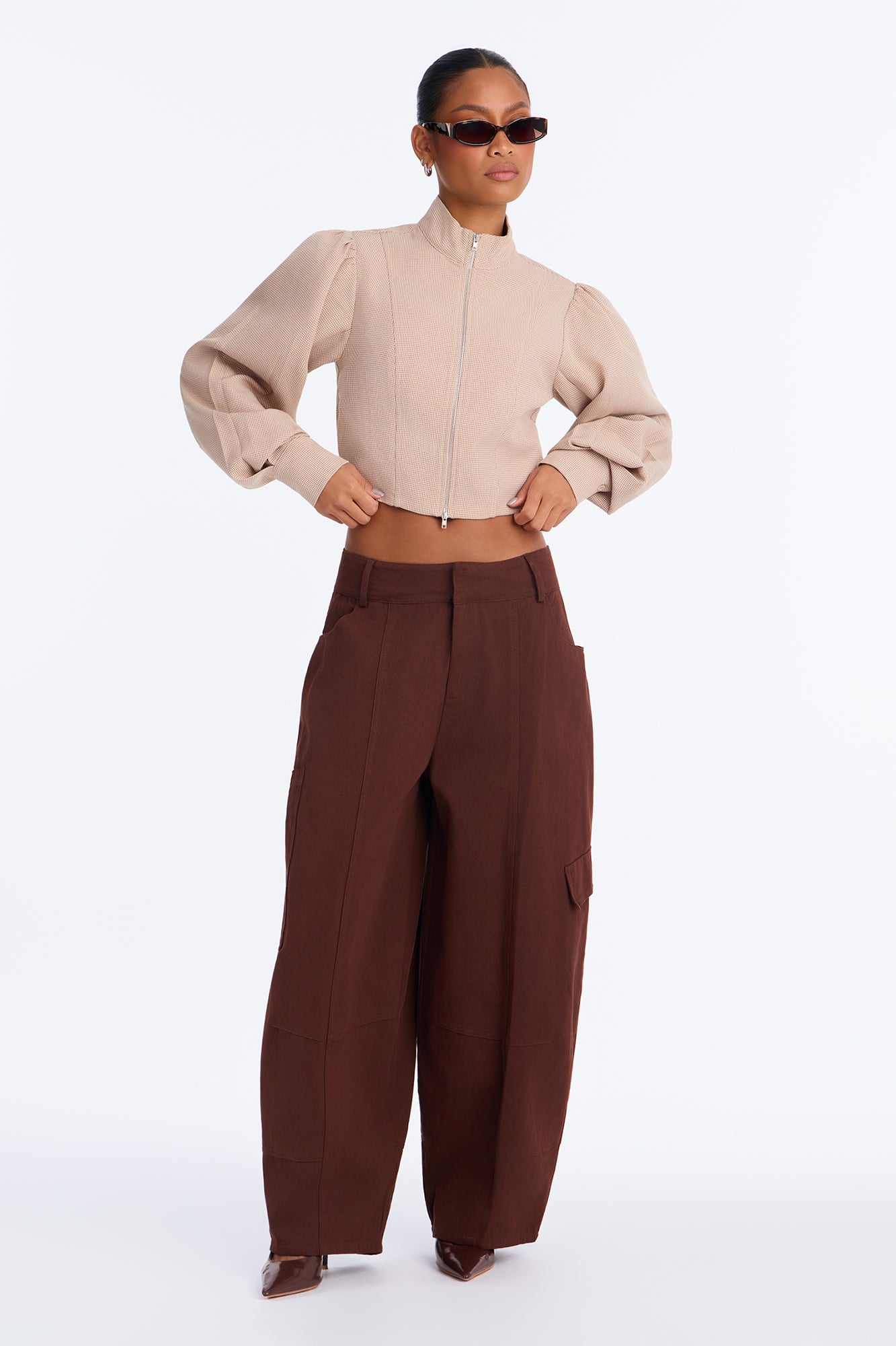 Everyday Barrel Leg Cargo Pant - Brown