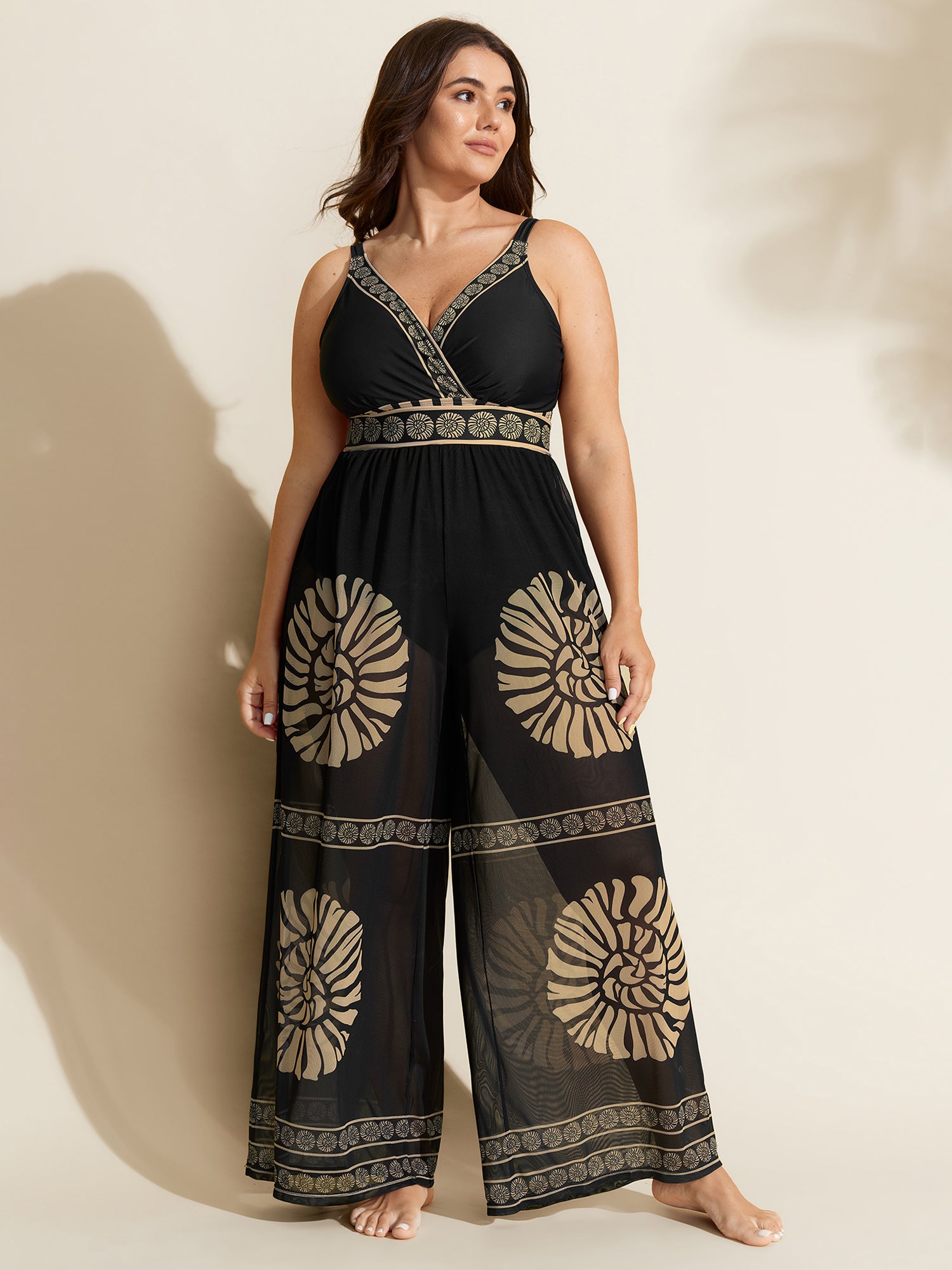 Geometric Print Two-Piece Swimsuit Set