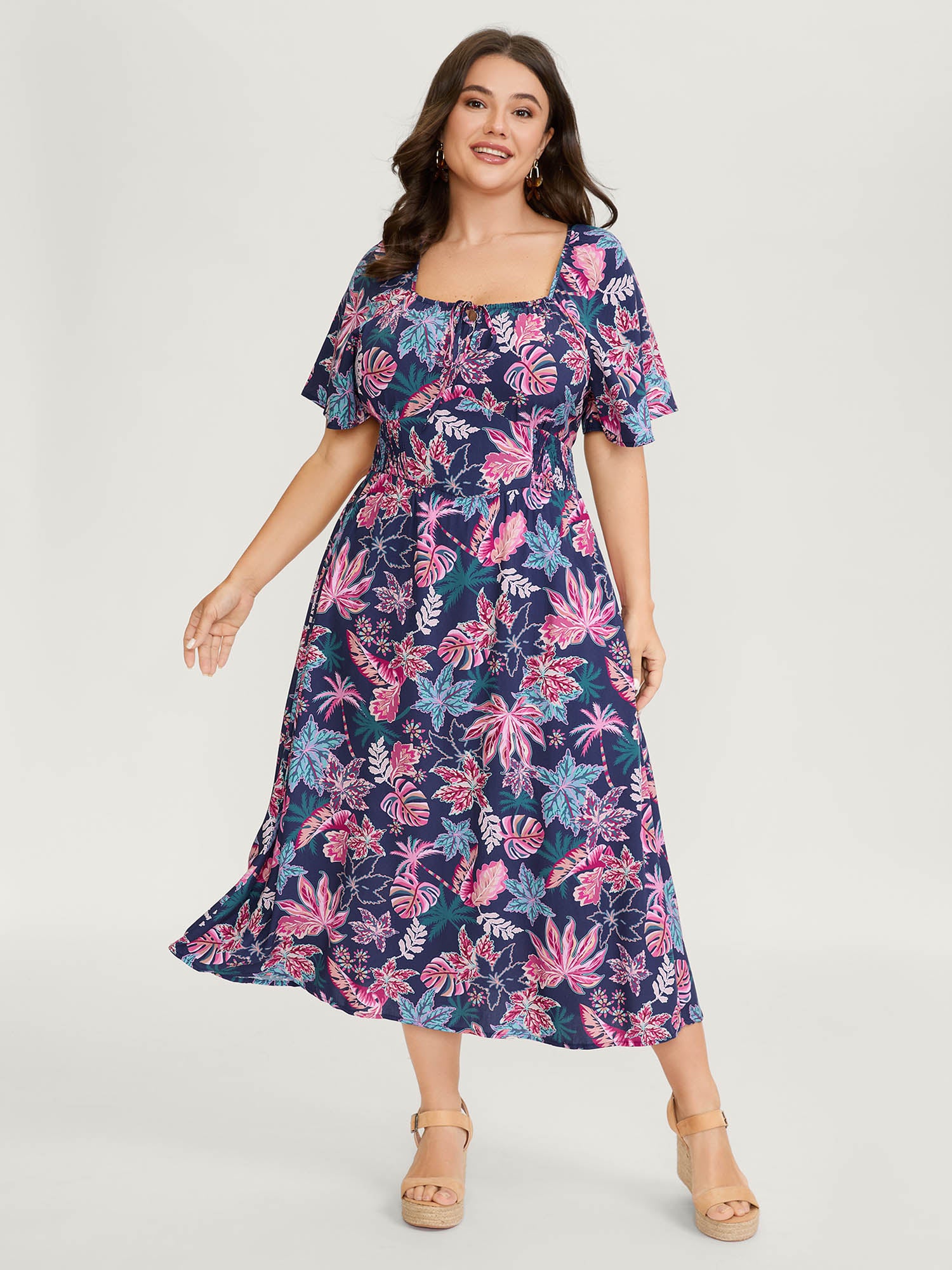 Floral Cinched-Waist Maxi Dress
