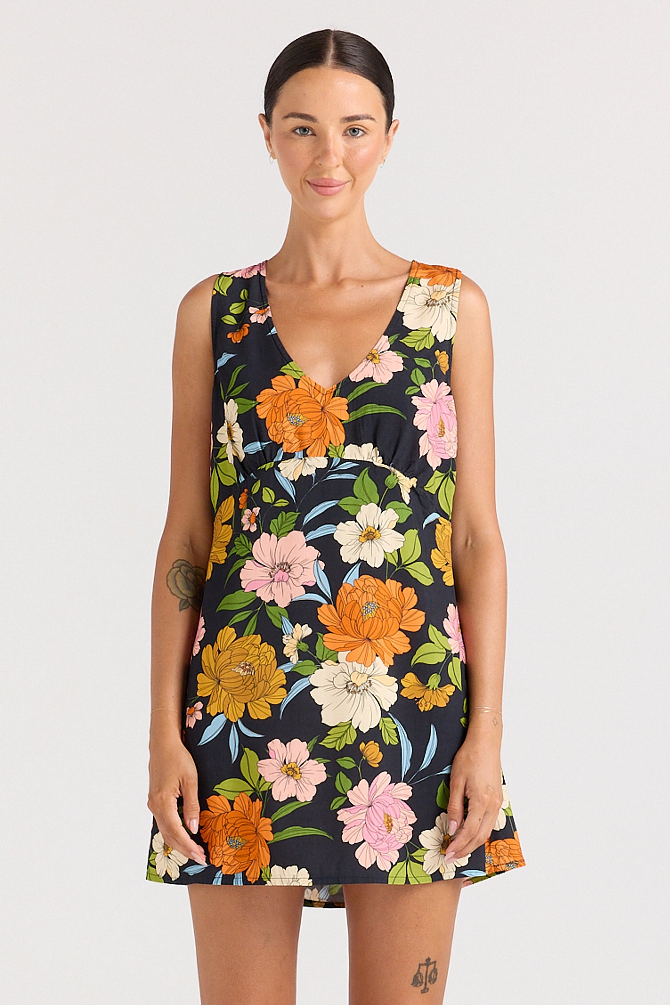 Poolside Paradiso Noir Fiore V Bias Dress
