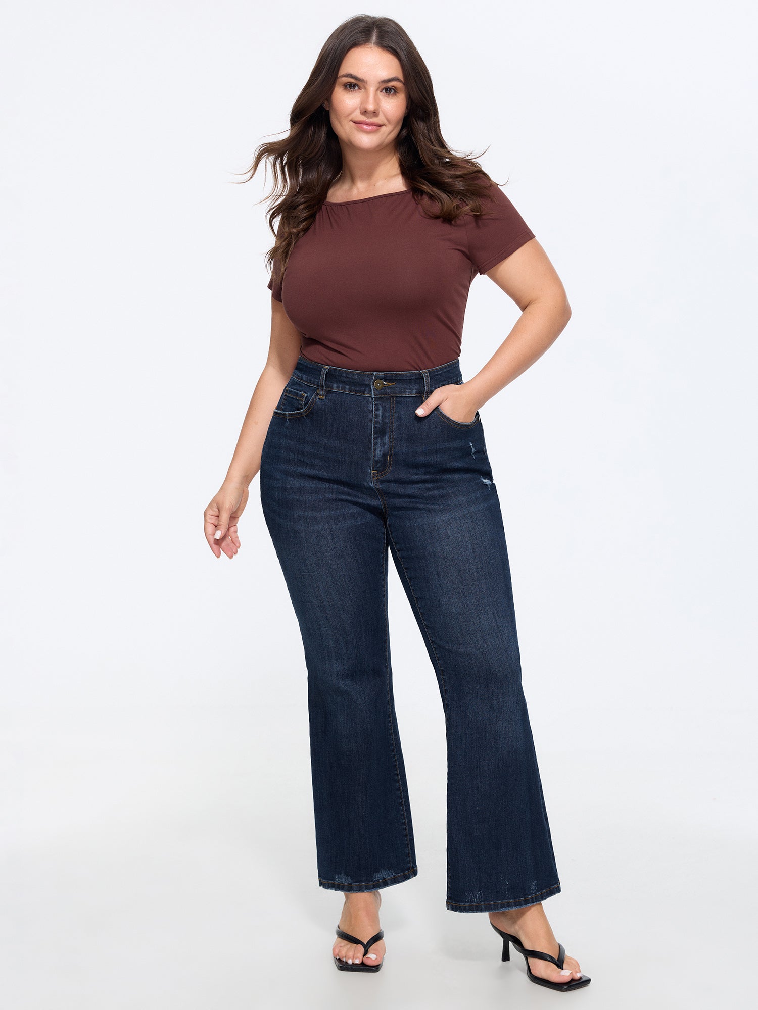 Stretchy Mid-Rise Flared Jeans