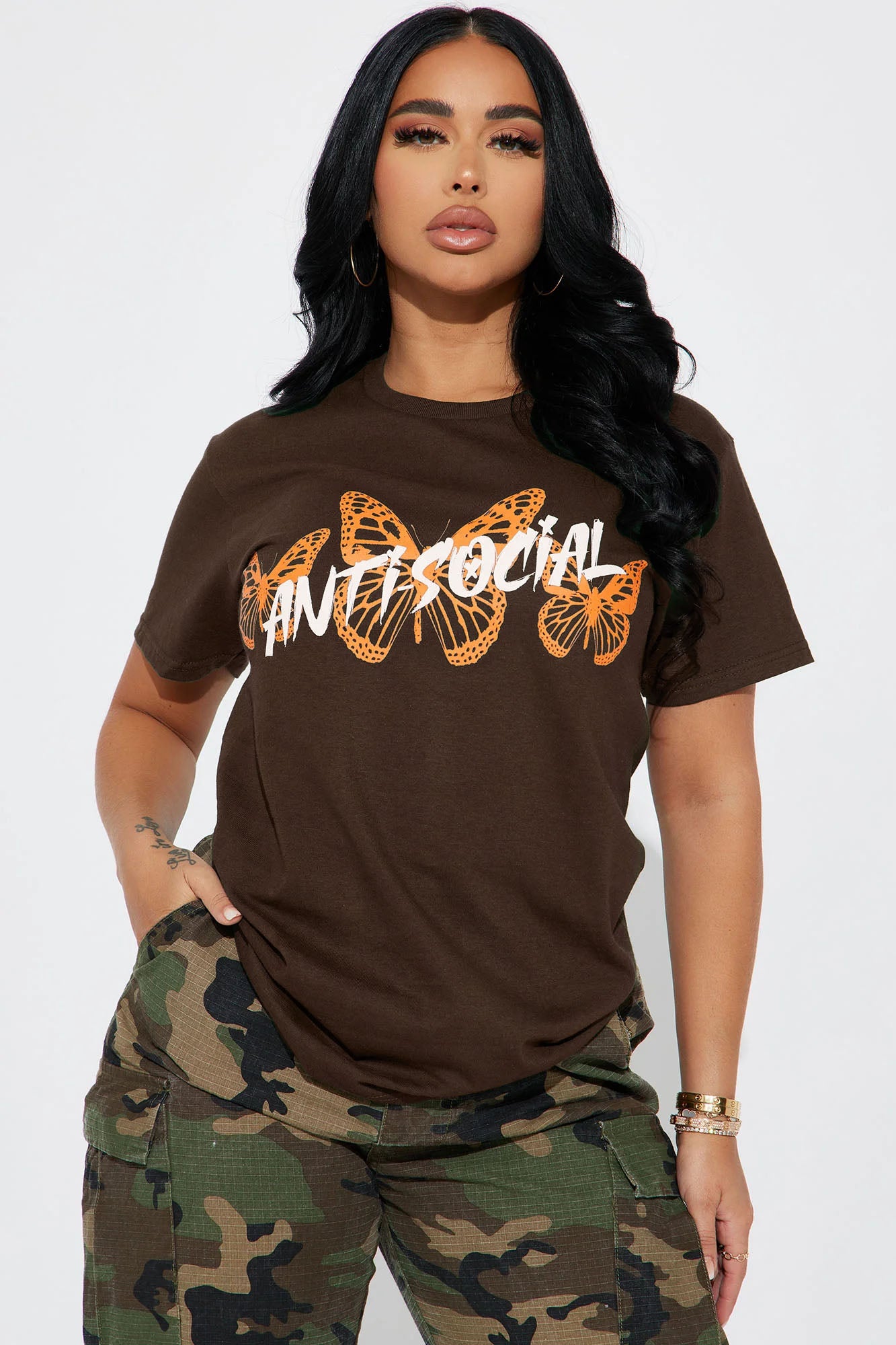 Anti Social Energy Graphic Tee - Chocolate