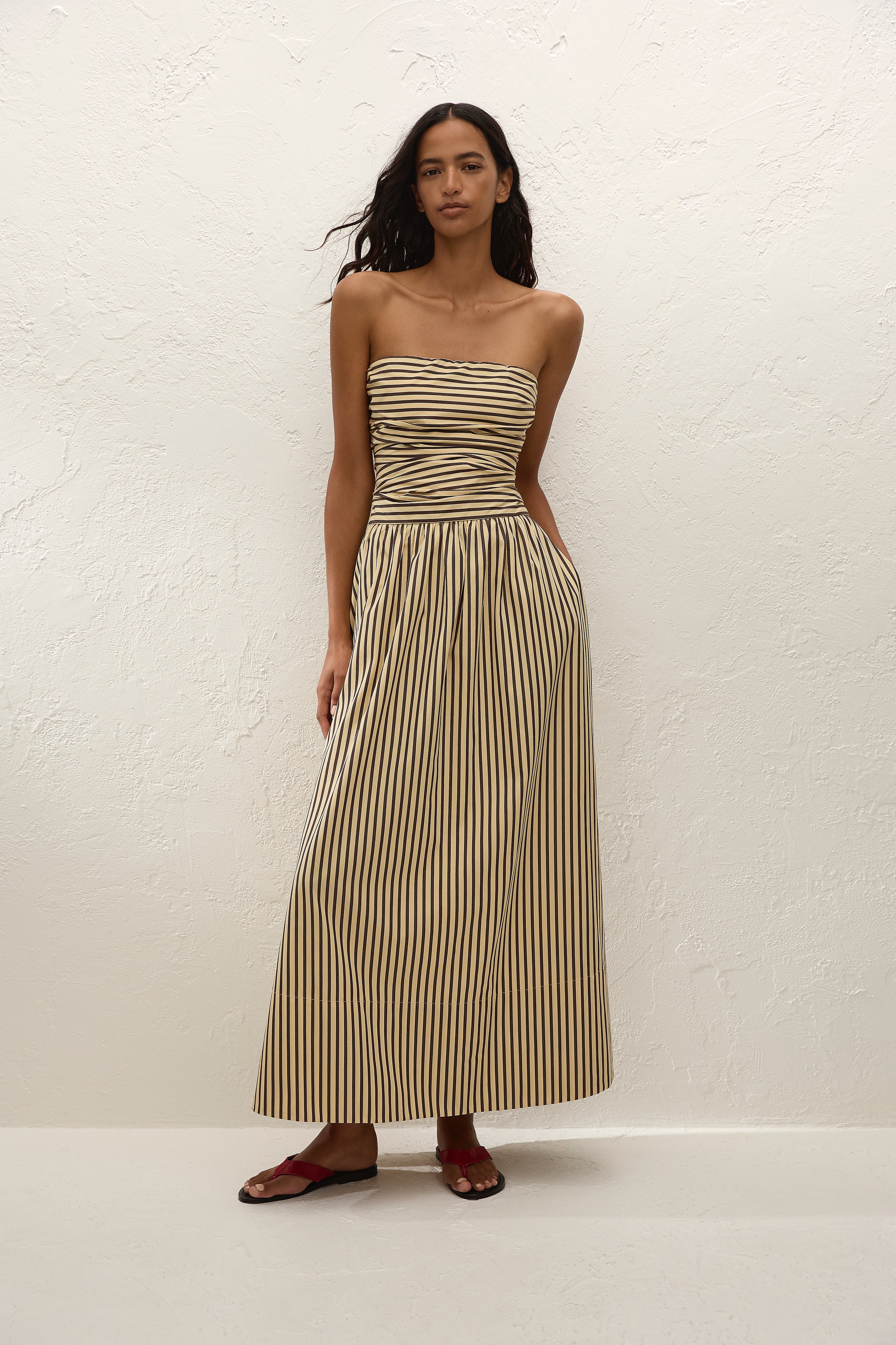 Vera Maxi Dress Carmen Stripe Sand Cedar