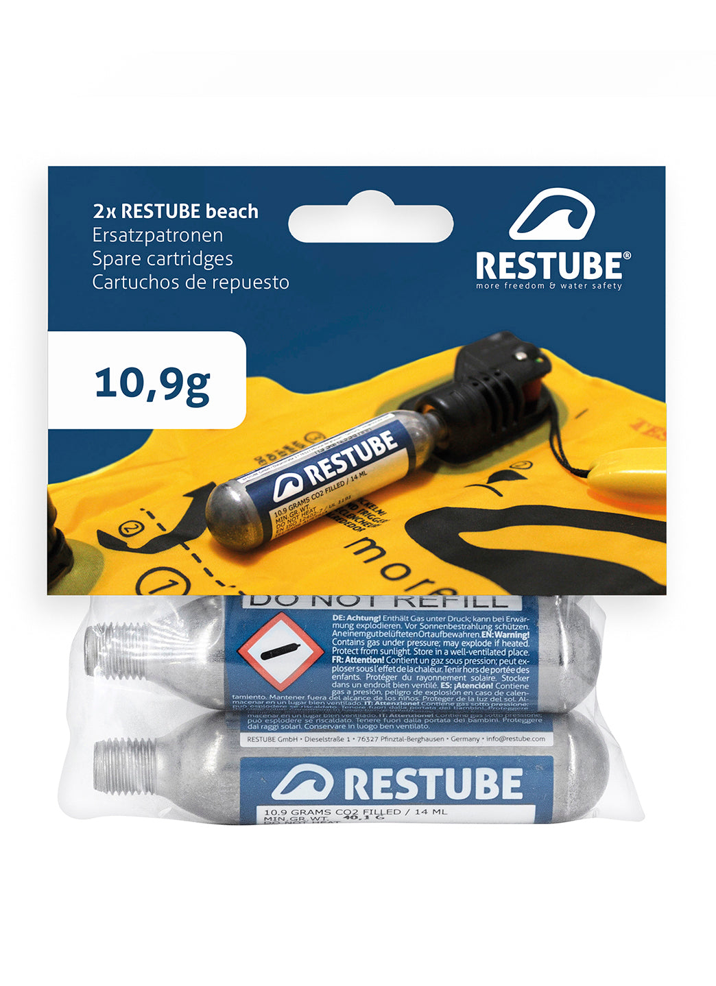 RESTUBE CO2 Cartridges (10.9 g) 2 Pack