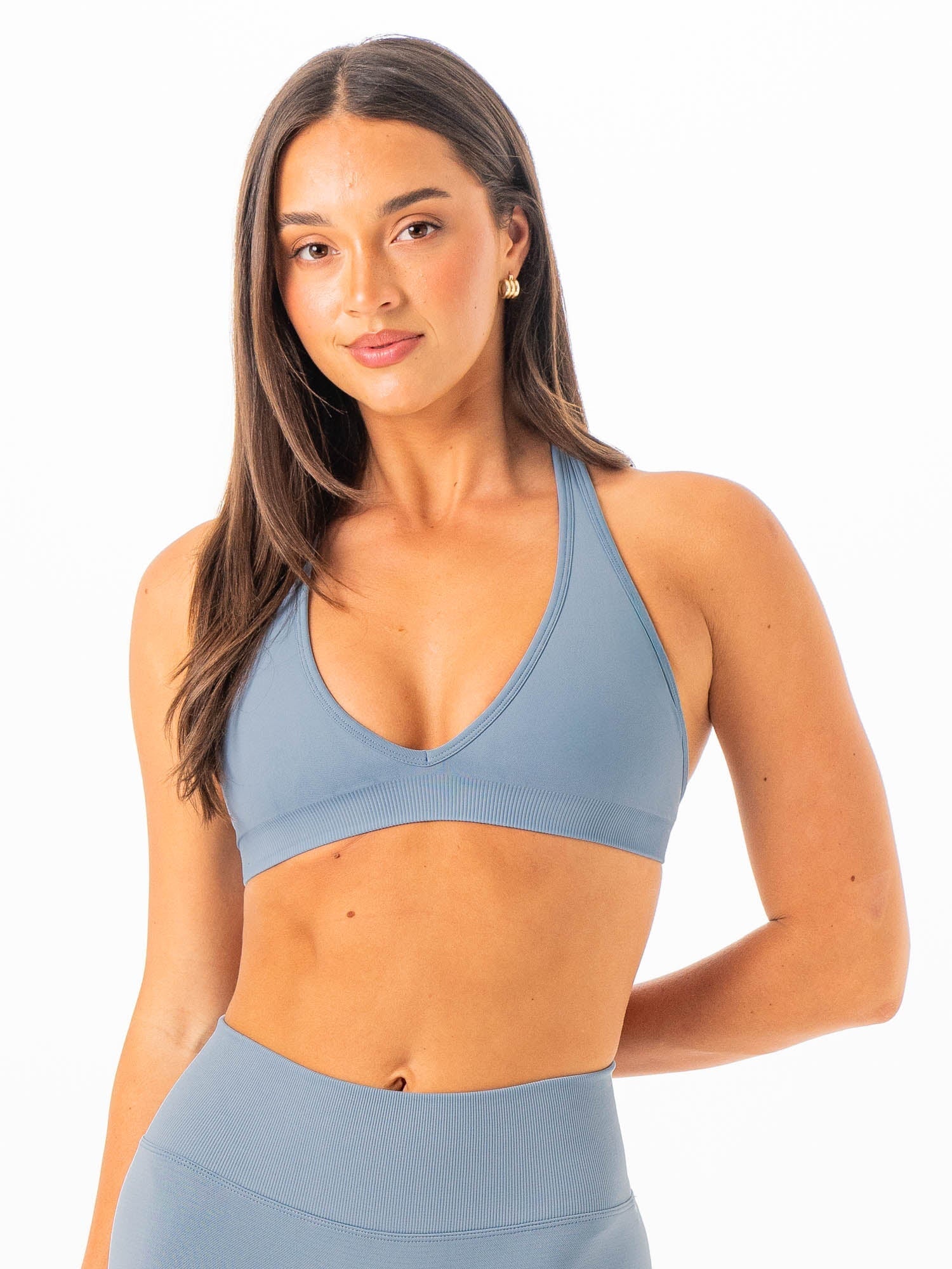 Sculpt Seamless Halter Bra - Steel Blue
