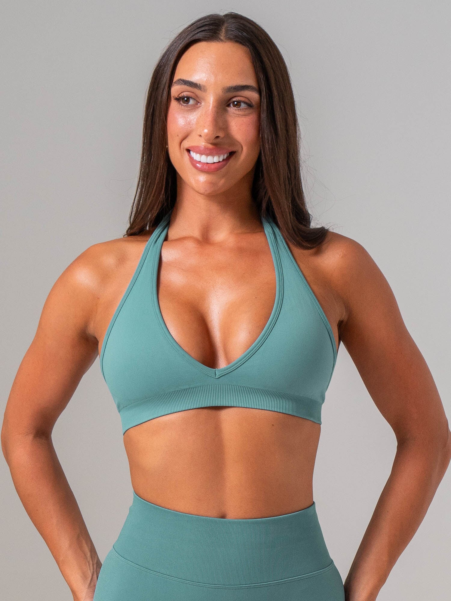 Sculpt Seamless Halter Bra - Aquamarine