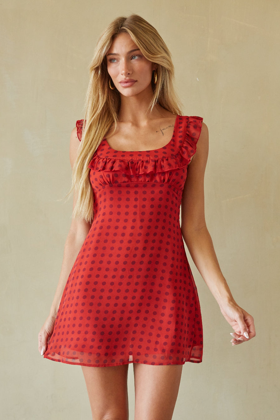 Lottie Polka Dot Ruffle Mini Dress