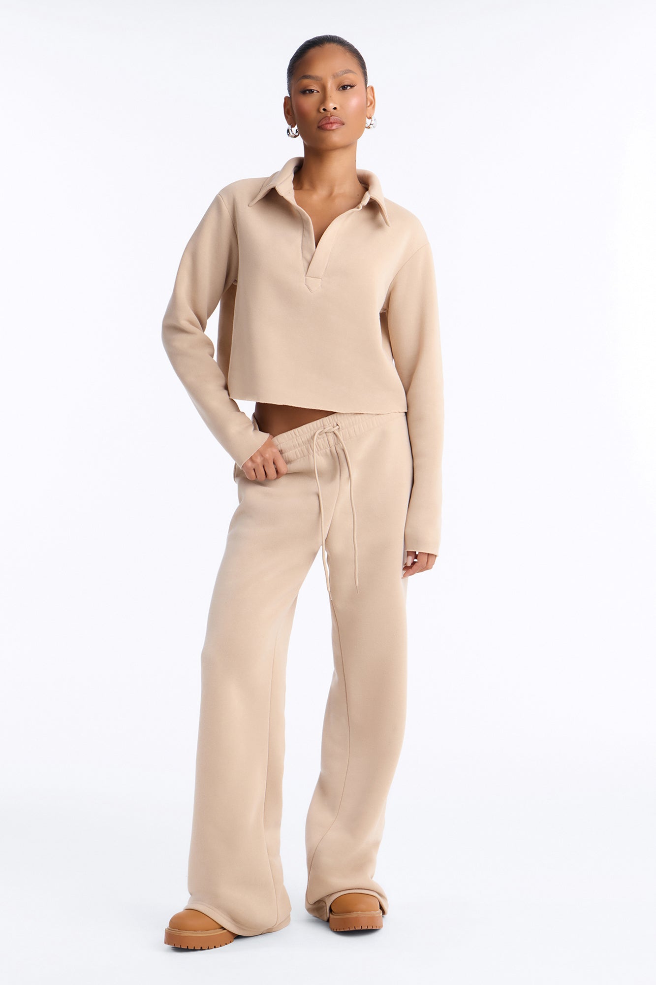 Just Because Fleece Pant Set - Taupe