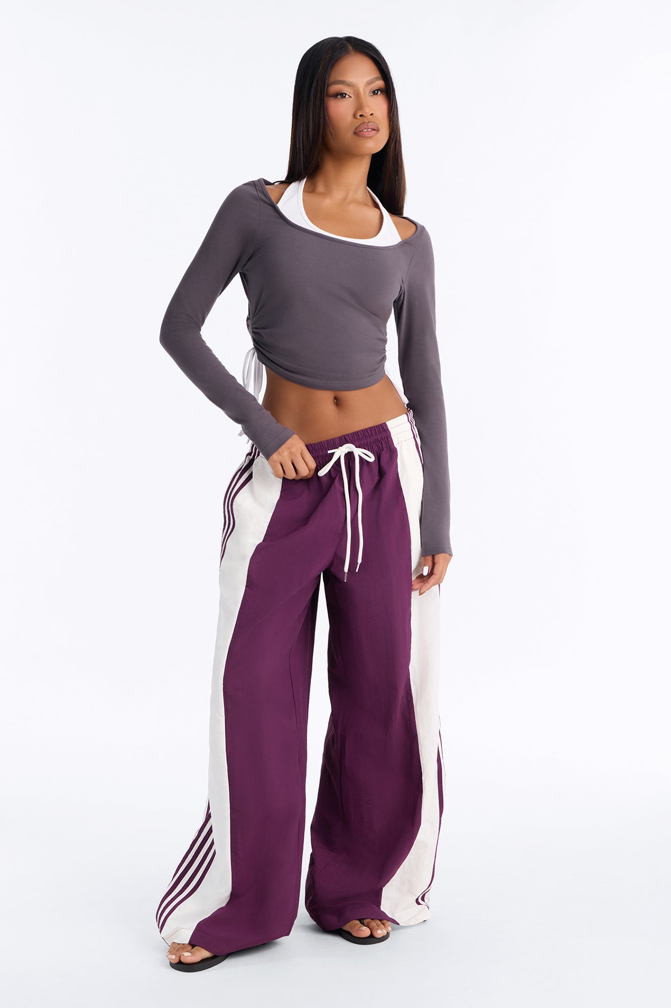 Laurie Windbreaker Lounge Pant - Eggplant
