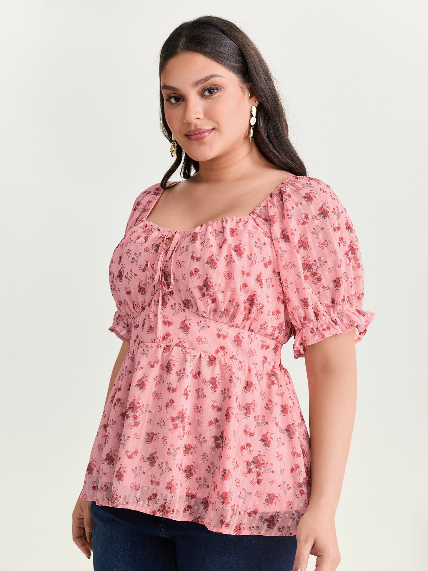 Floral Romance Bust-Friendly Shirred Blouse