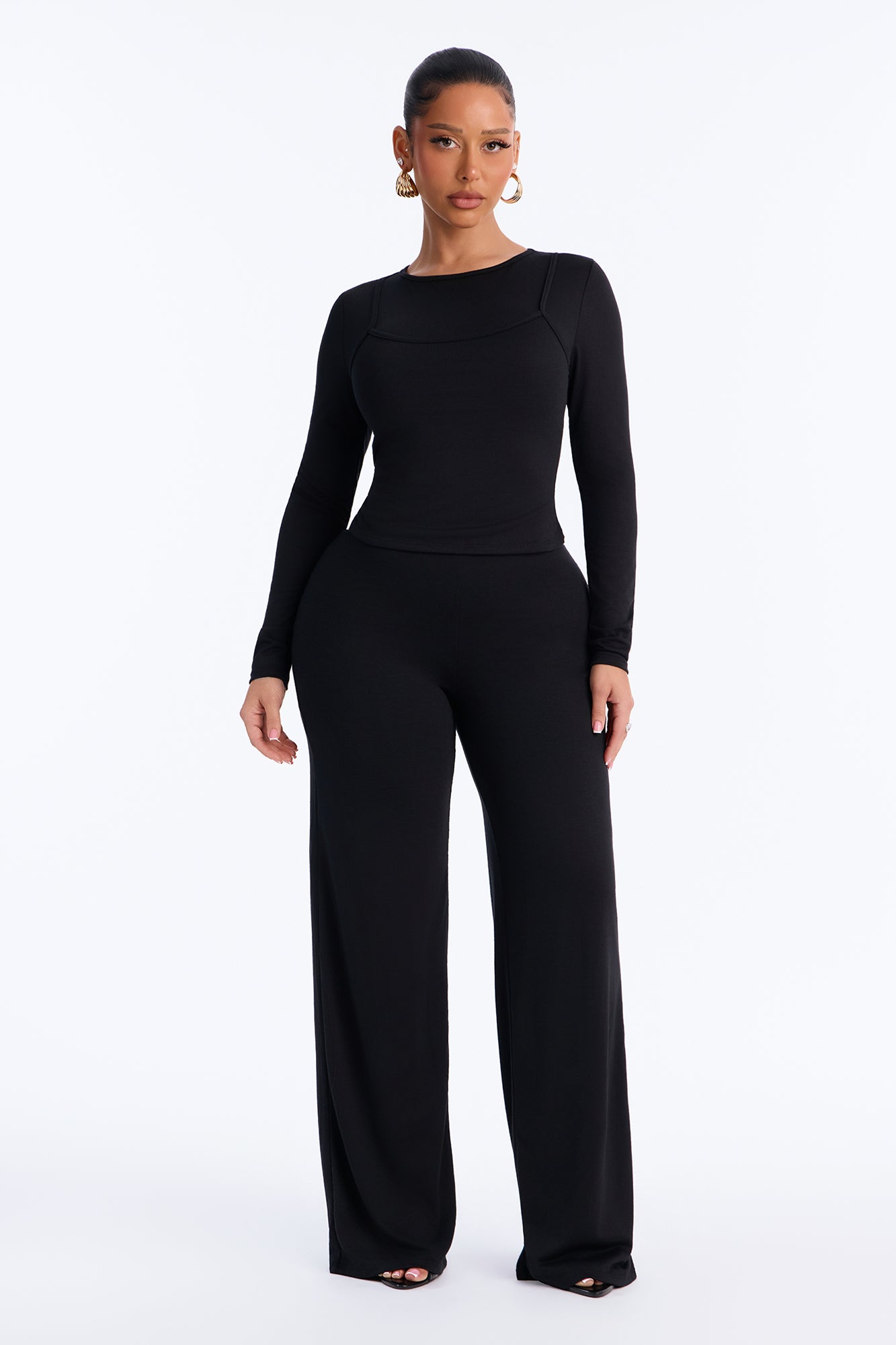 Quinn Layered Pant Set - Black