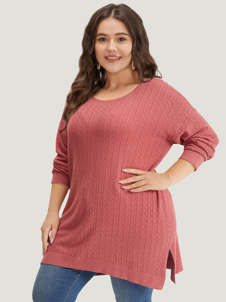 Supersoft Essentials Geometric Split Side Loose Pullover