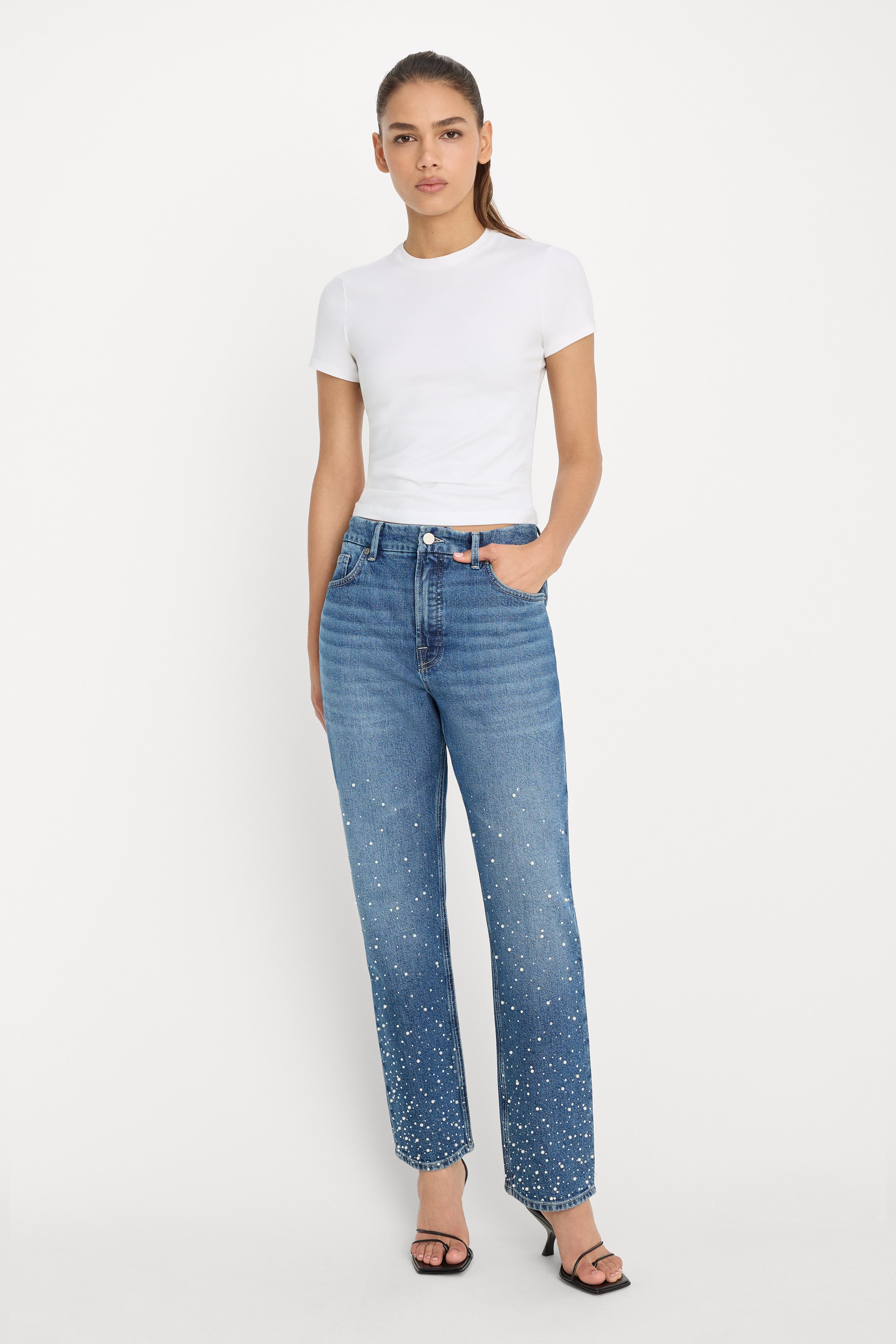 GOOD ICON STRAIGHT ANKLE PEARL JEANS | INDIGO1186