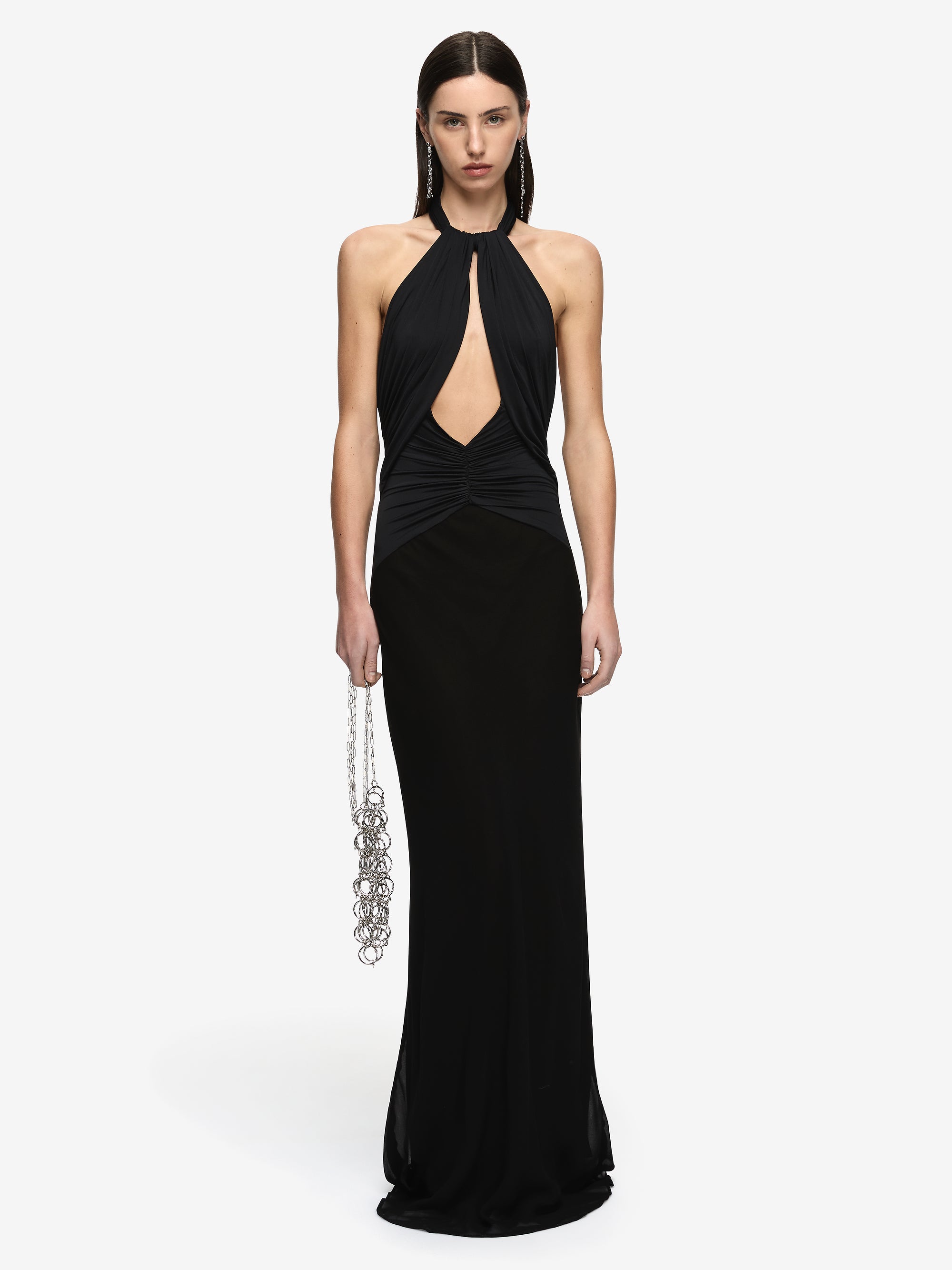 THALIA HALTER MAXI DRESS - BLACK