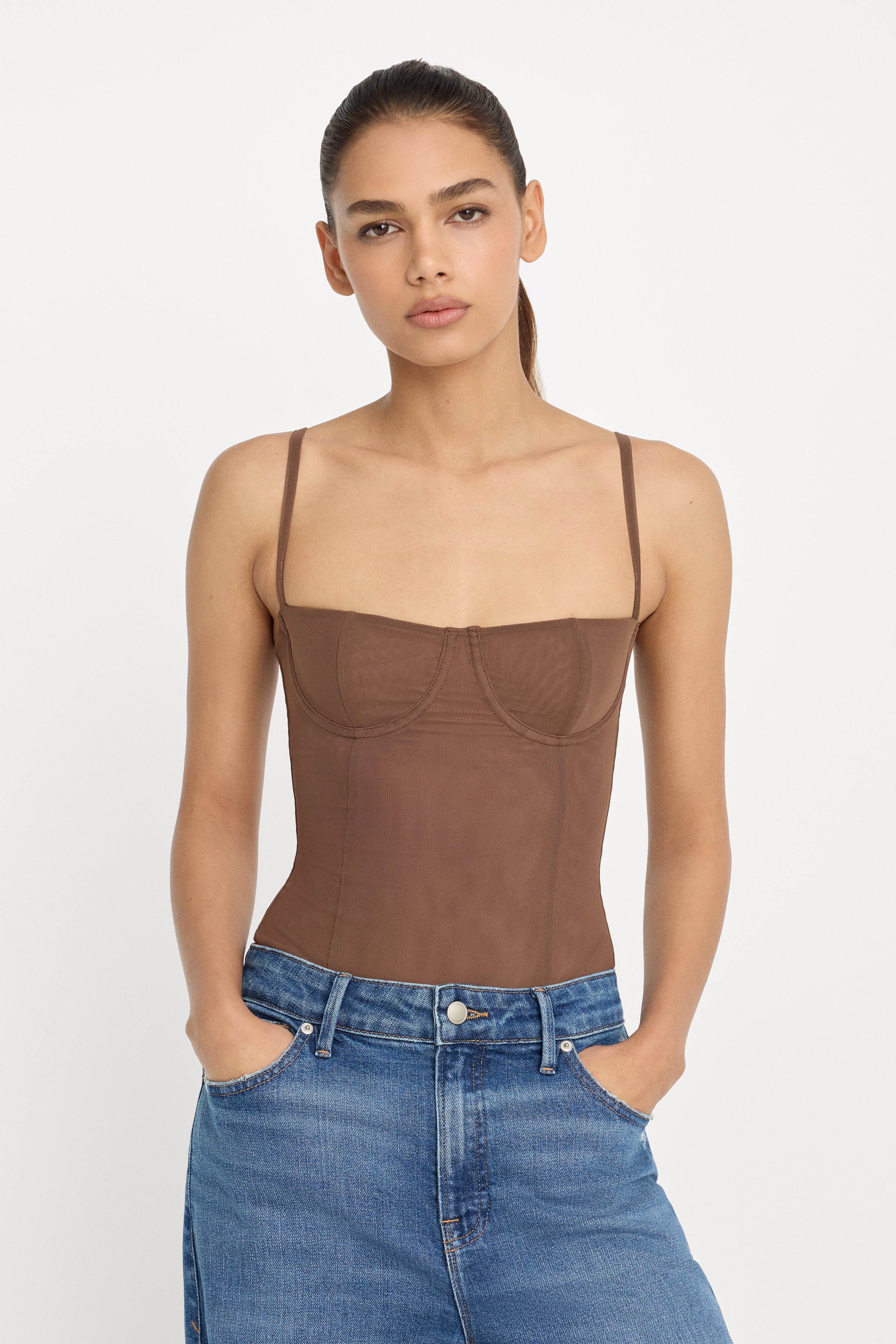 MESH BUSTIER BODYSUIT | SADDLEWOOD