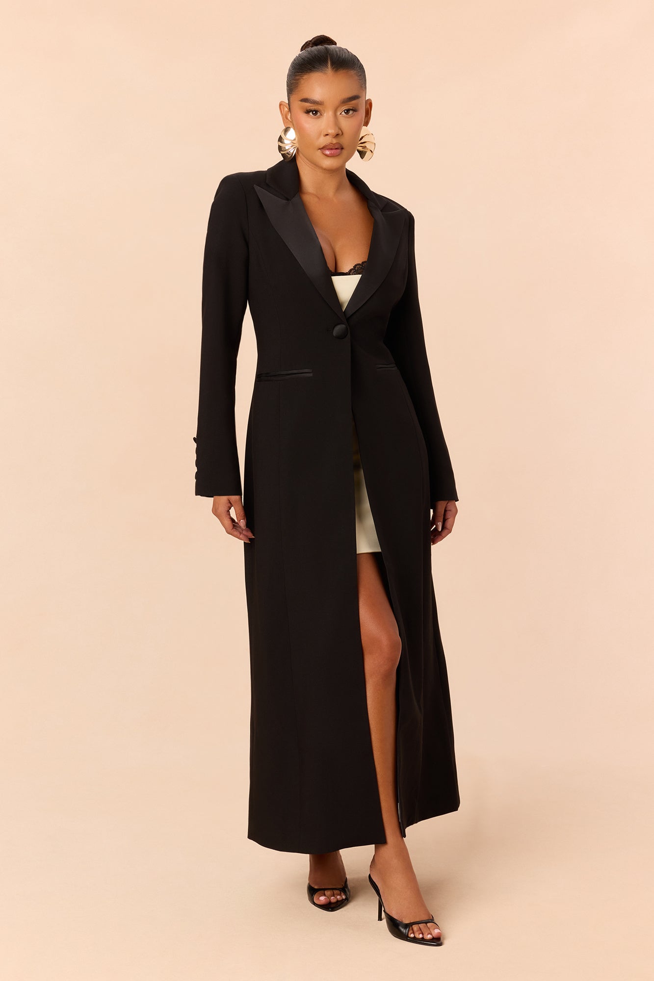 Dazzling Nights Embellished Blazer Coat - Black