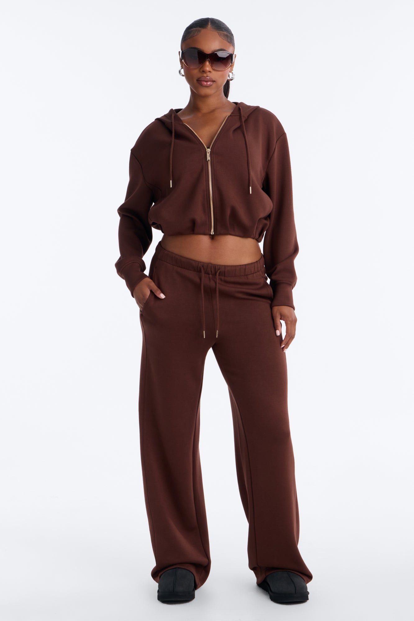 Bella Scuba Hooded Lounge Sweatshirt - Chocolate