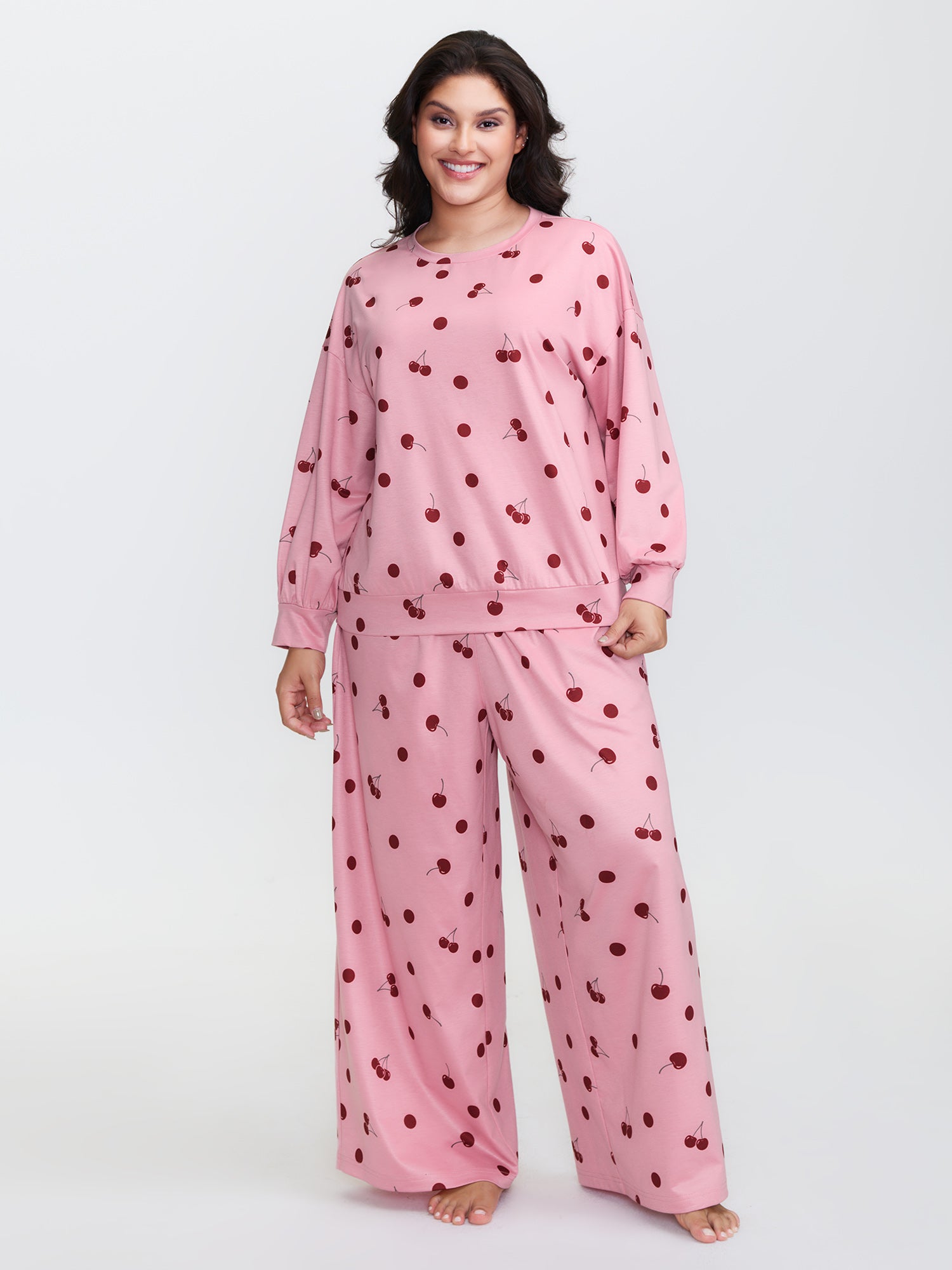 Playful Cherry Print Loungewear Set