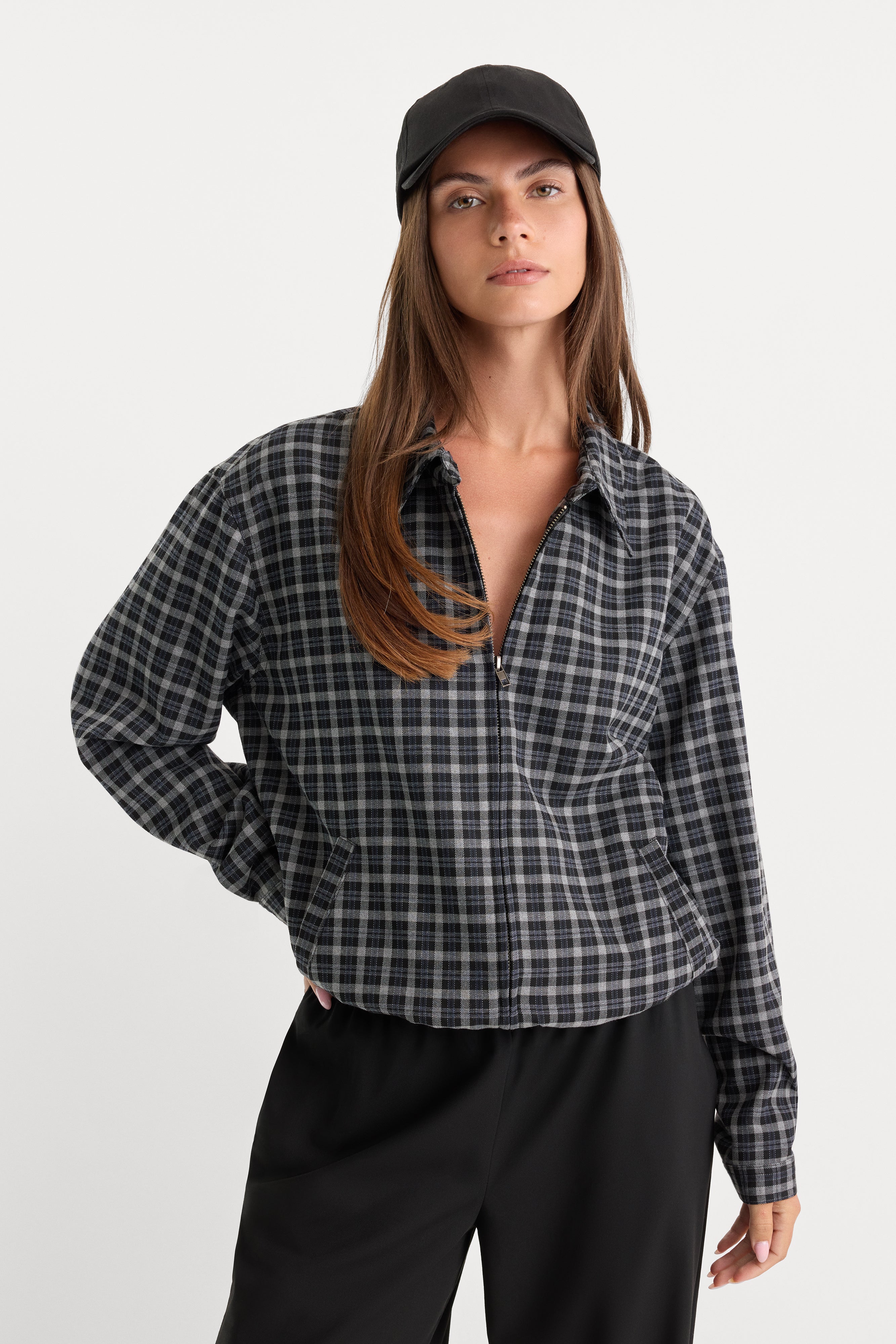 THE LIGHTWEIGHT BOMBER JACKET | CHARCOAL PLAID