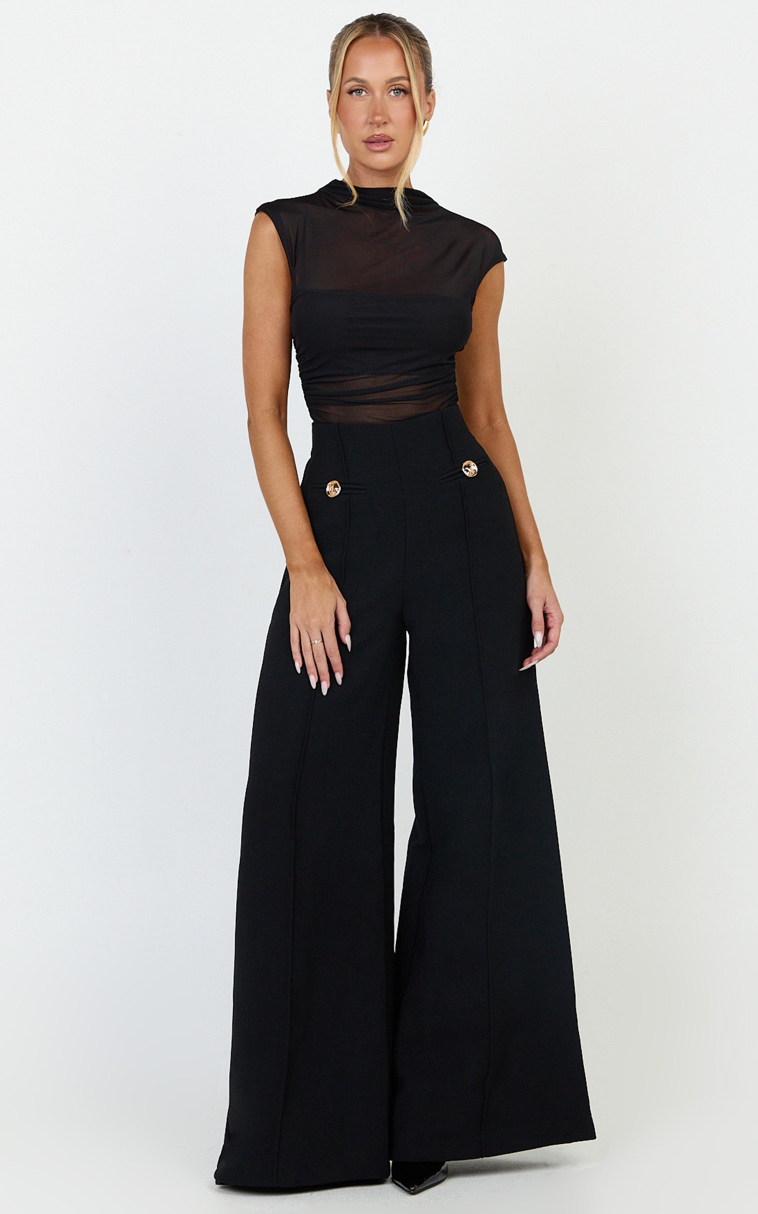 Clara Pants - High Waisted Wide Leg Pants in Black