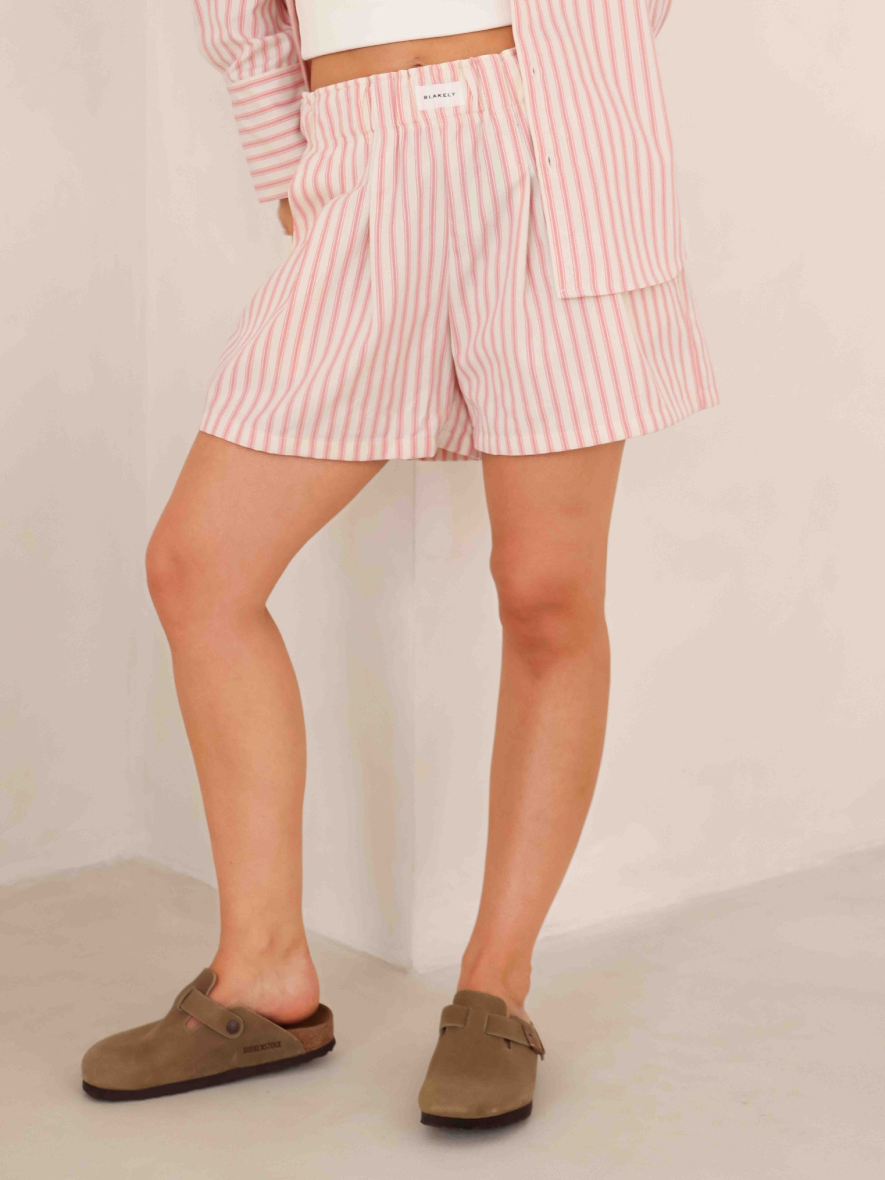 Lou Stripe Shorts - Warm Pink