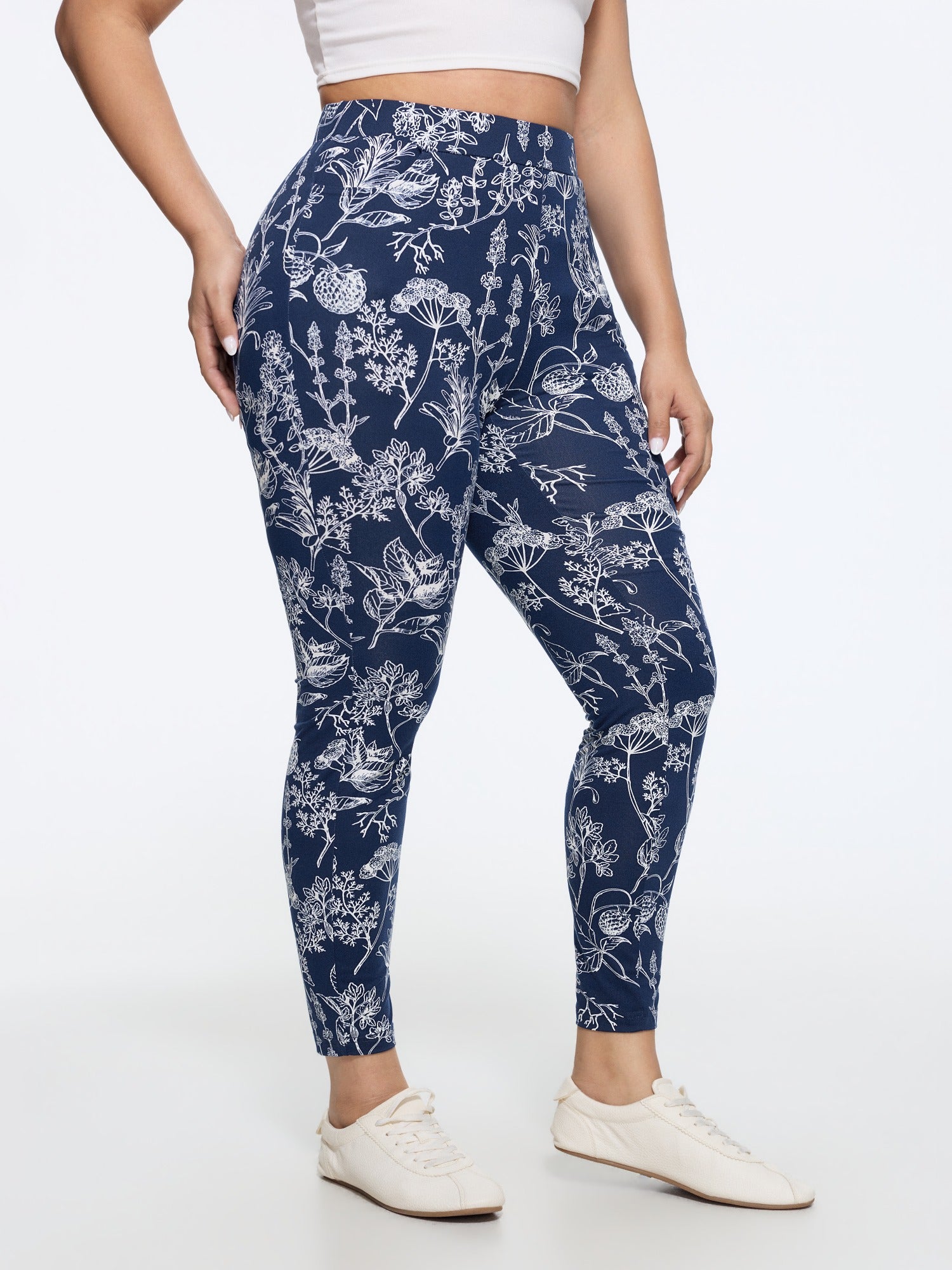 Stretch Botanical Print Pocket Leggings