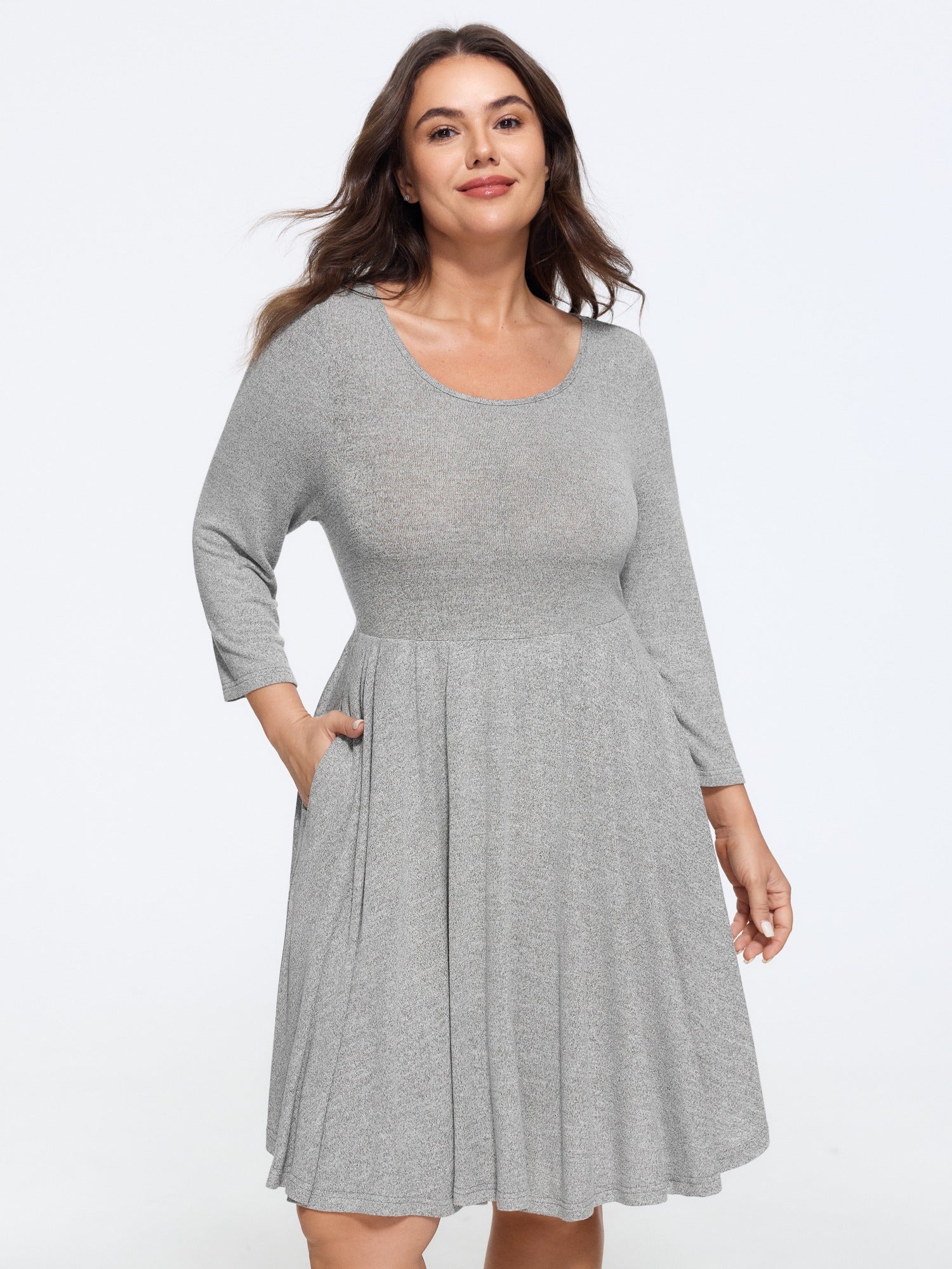 Supersoft Round Neck Pockets Mini Dress