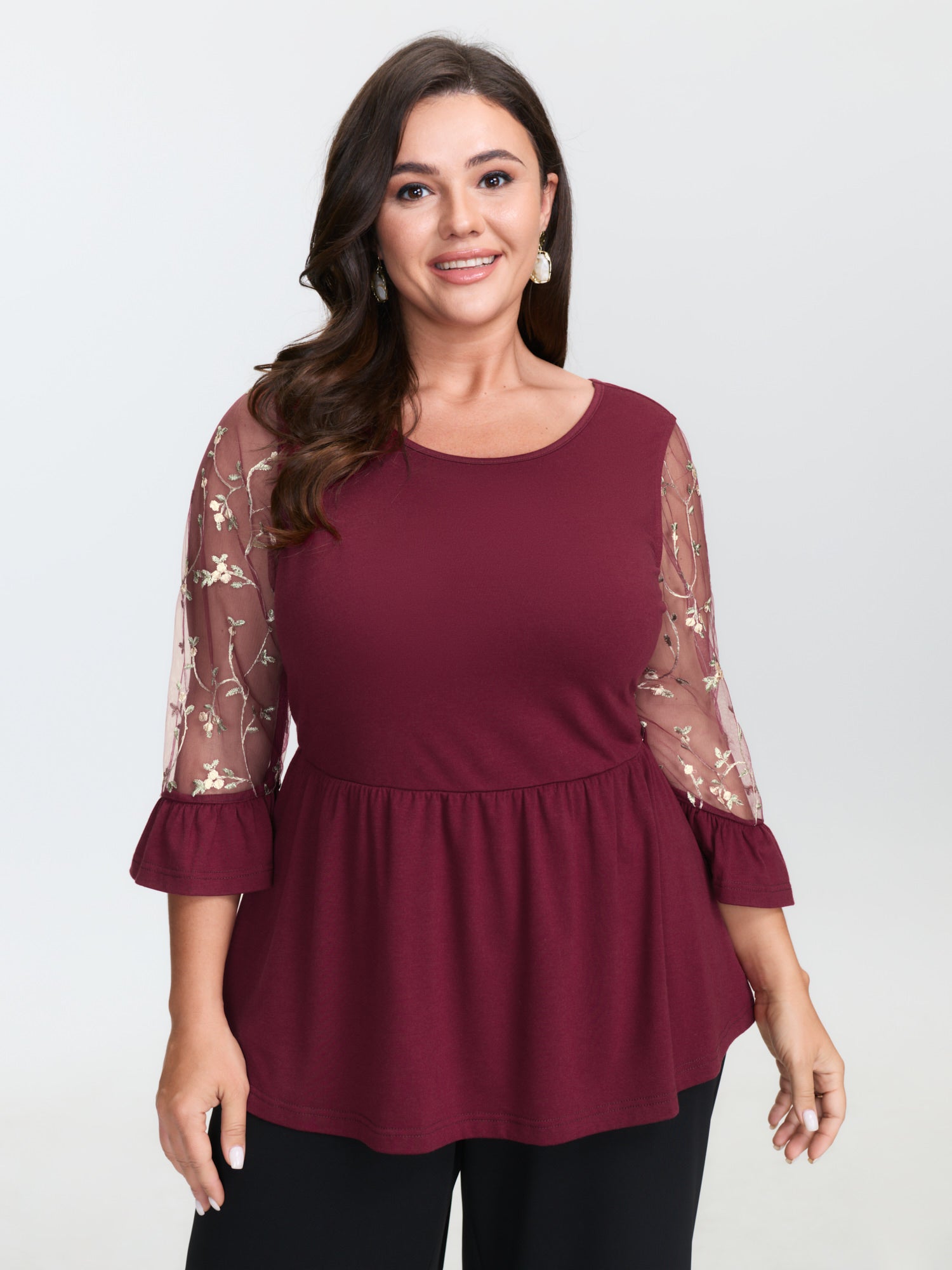 Supersoft Embroidered Cross-Strap Back Blouse