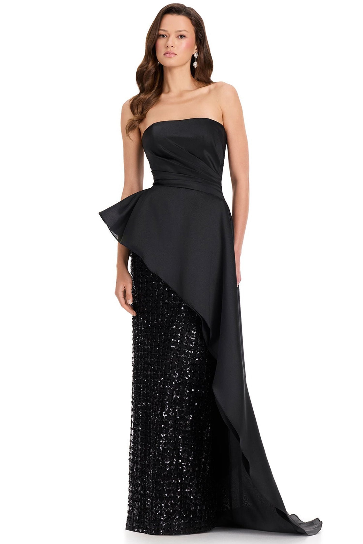 Ashley Lauren E12375 Beaded Column Skirt Strapless Evening Gown
