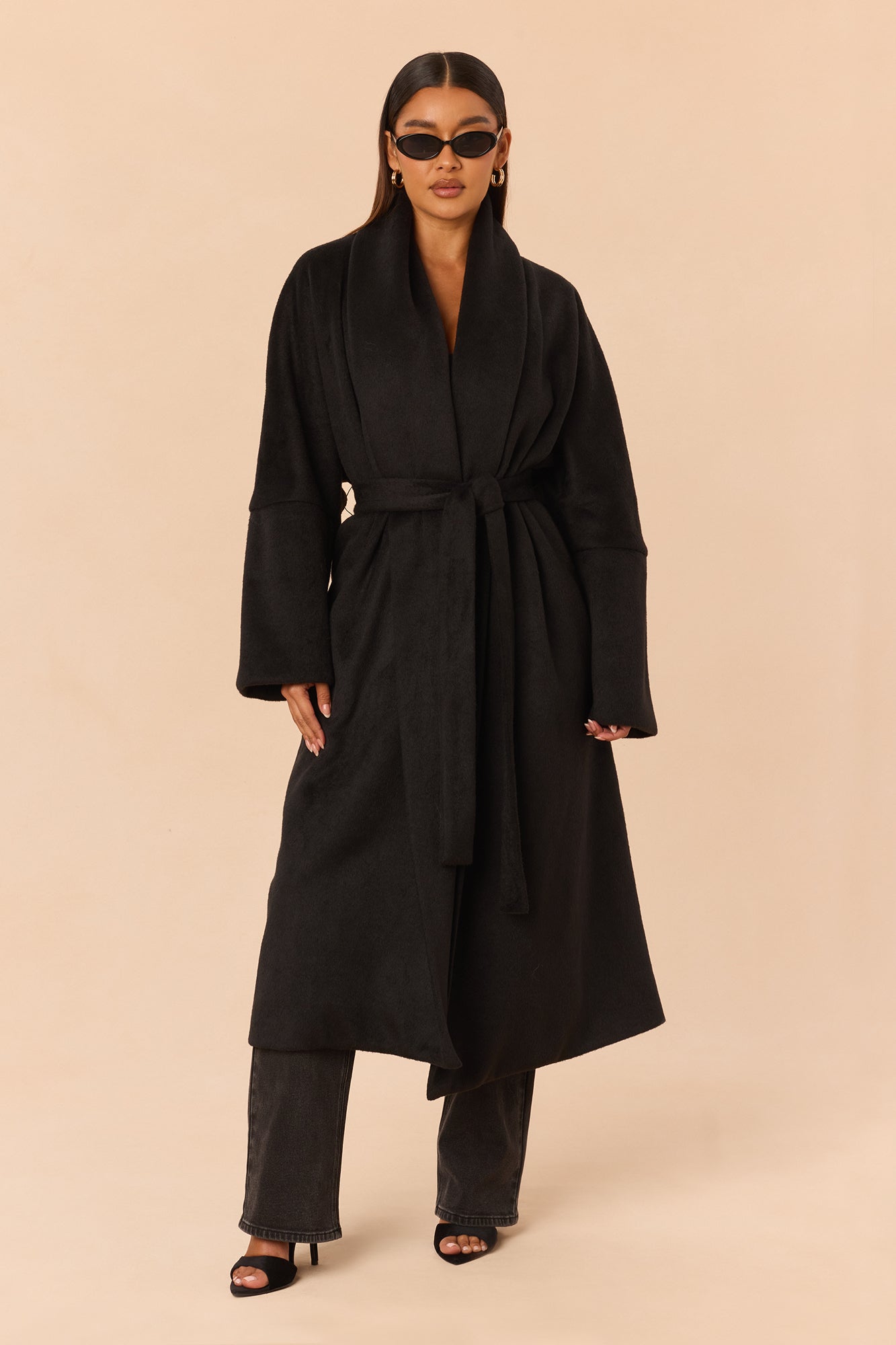 The Classic Belted Wool Blend Coat - Black