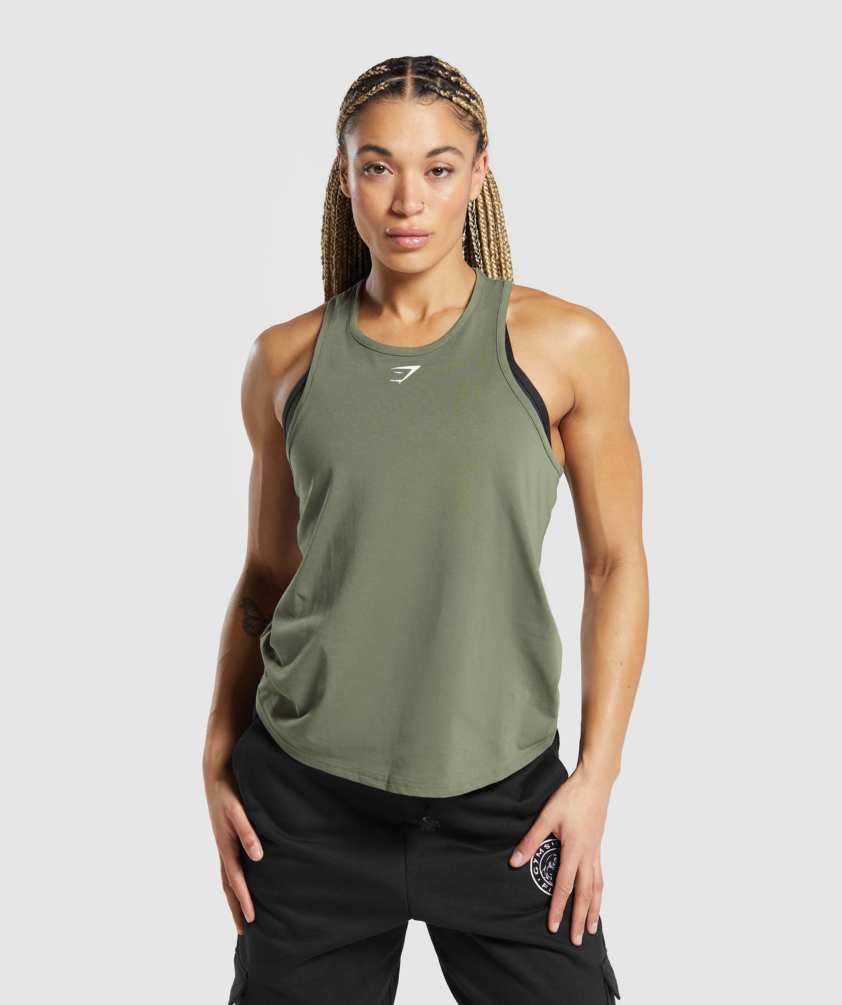 Gymshark Lifting Essential Cotton Tank - Base Green