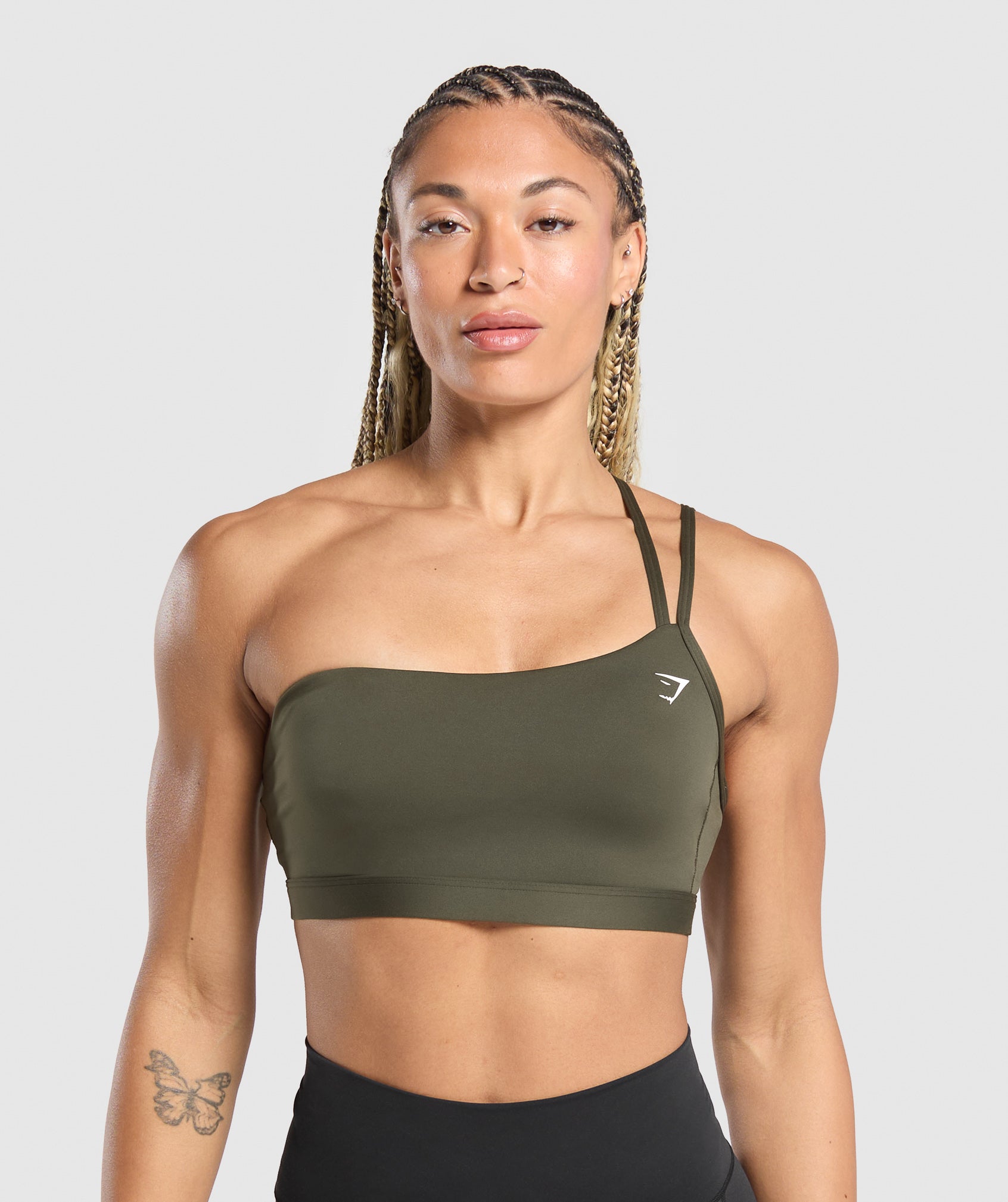Gymshark One Shoulder Sports Bra - Weighted Green