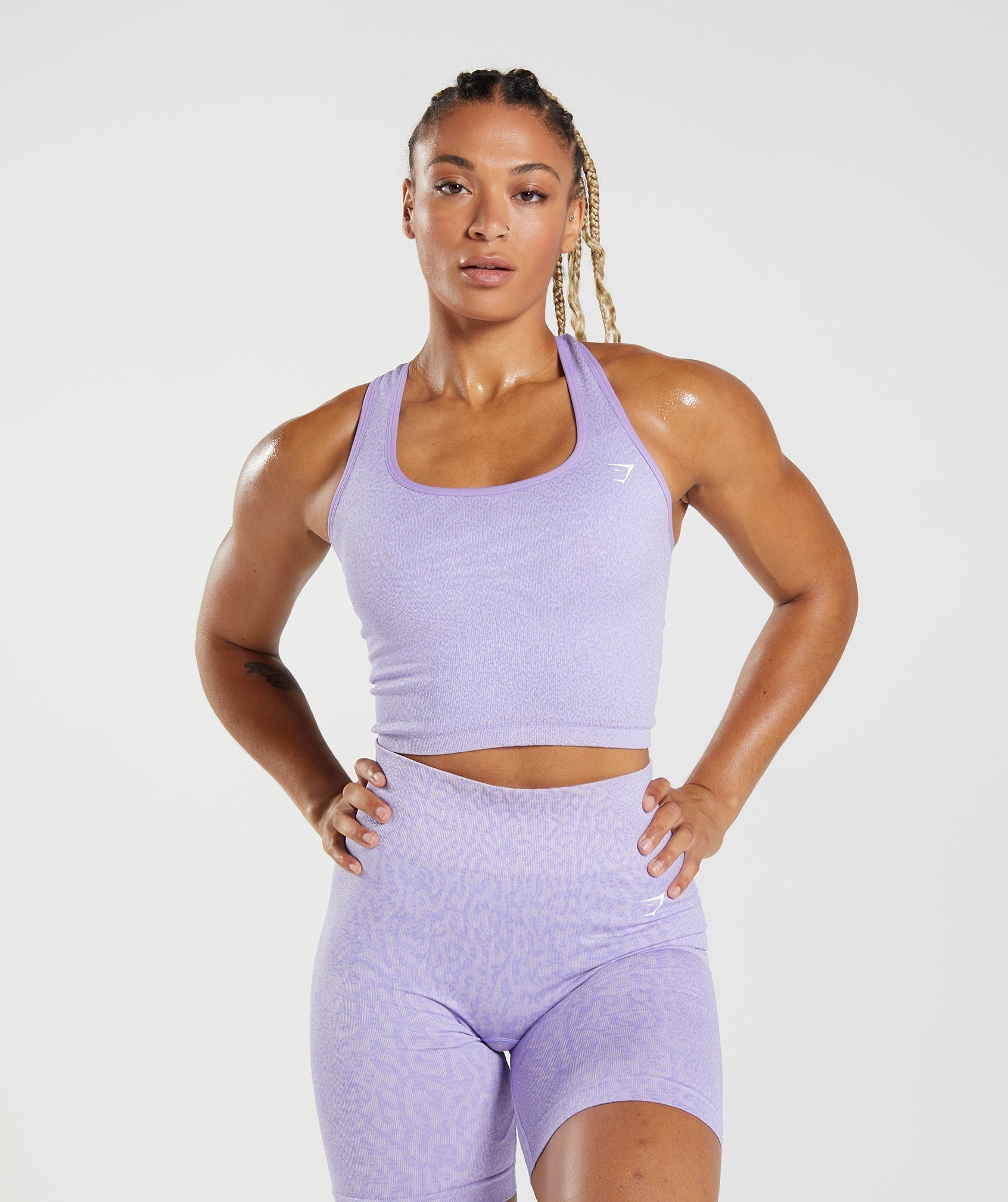 Gymshark Adapt Animal Seamless Crop Tank - Soft Lilac/Digital Violet