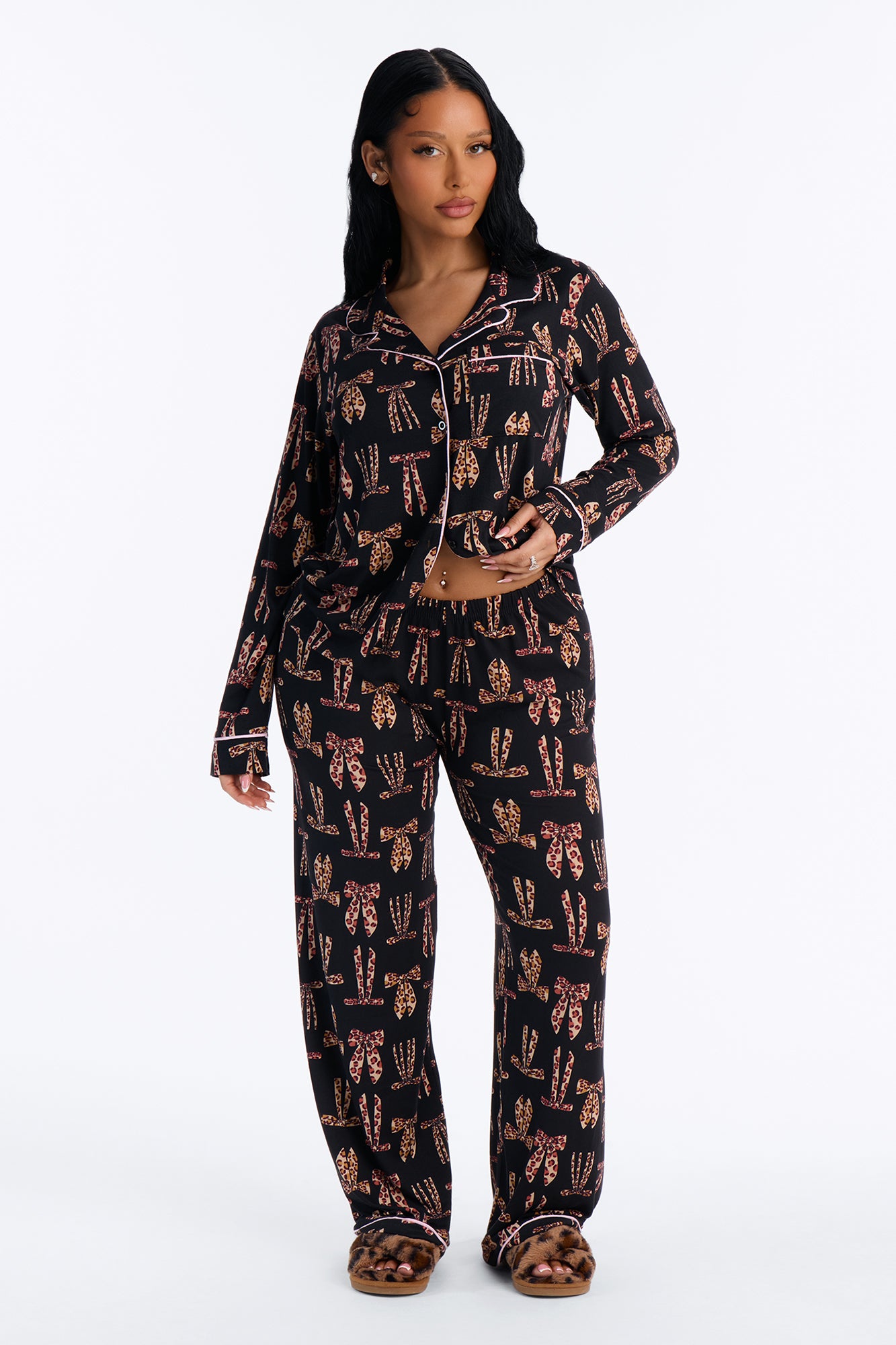 Wild & Chic PJ Pant Set - Black/combo