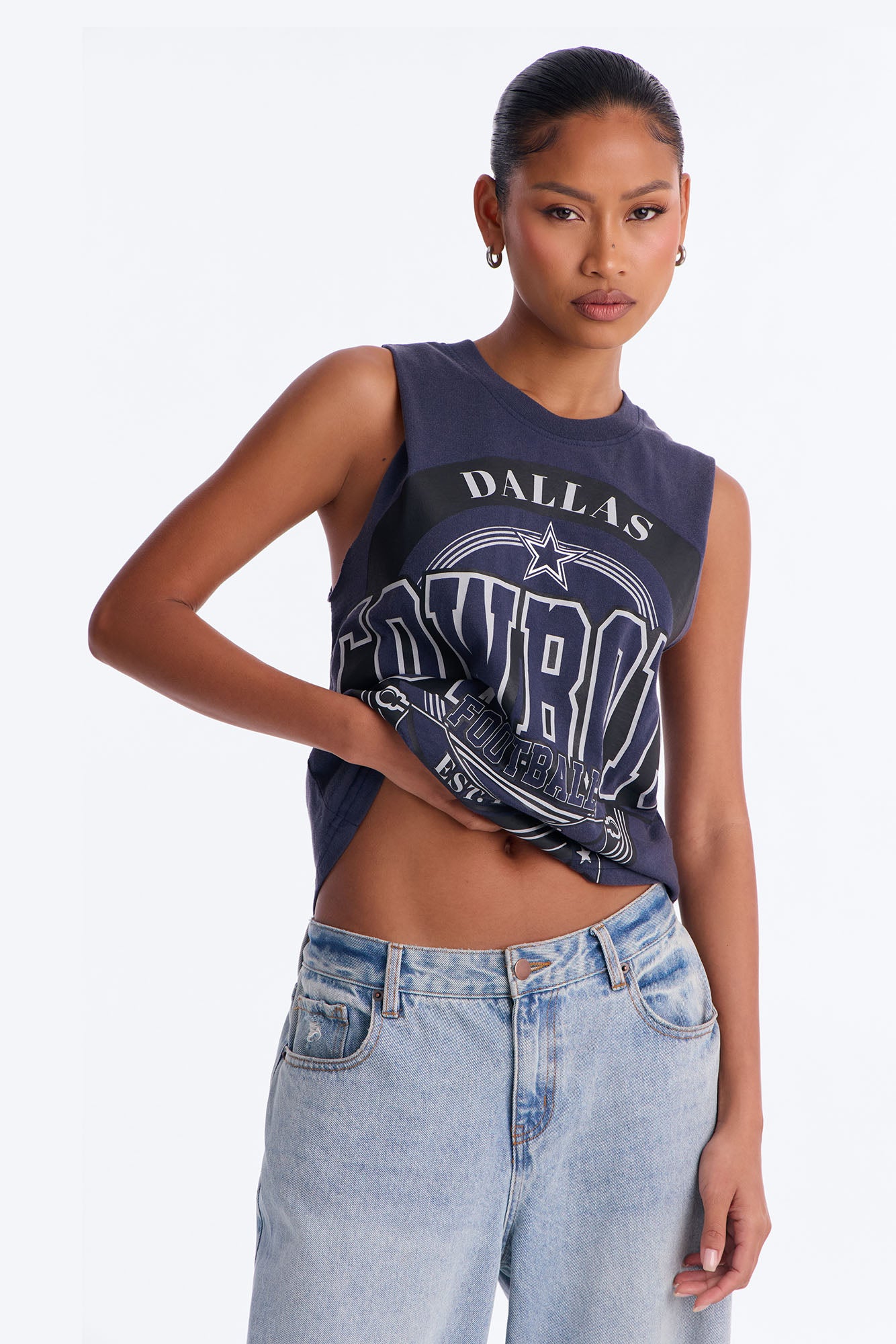 NFL Cowboys Washed Muscle Tank - Navy