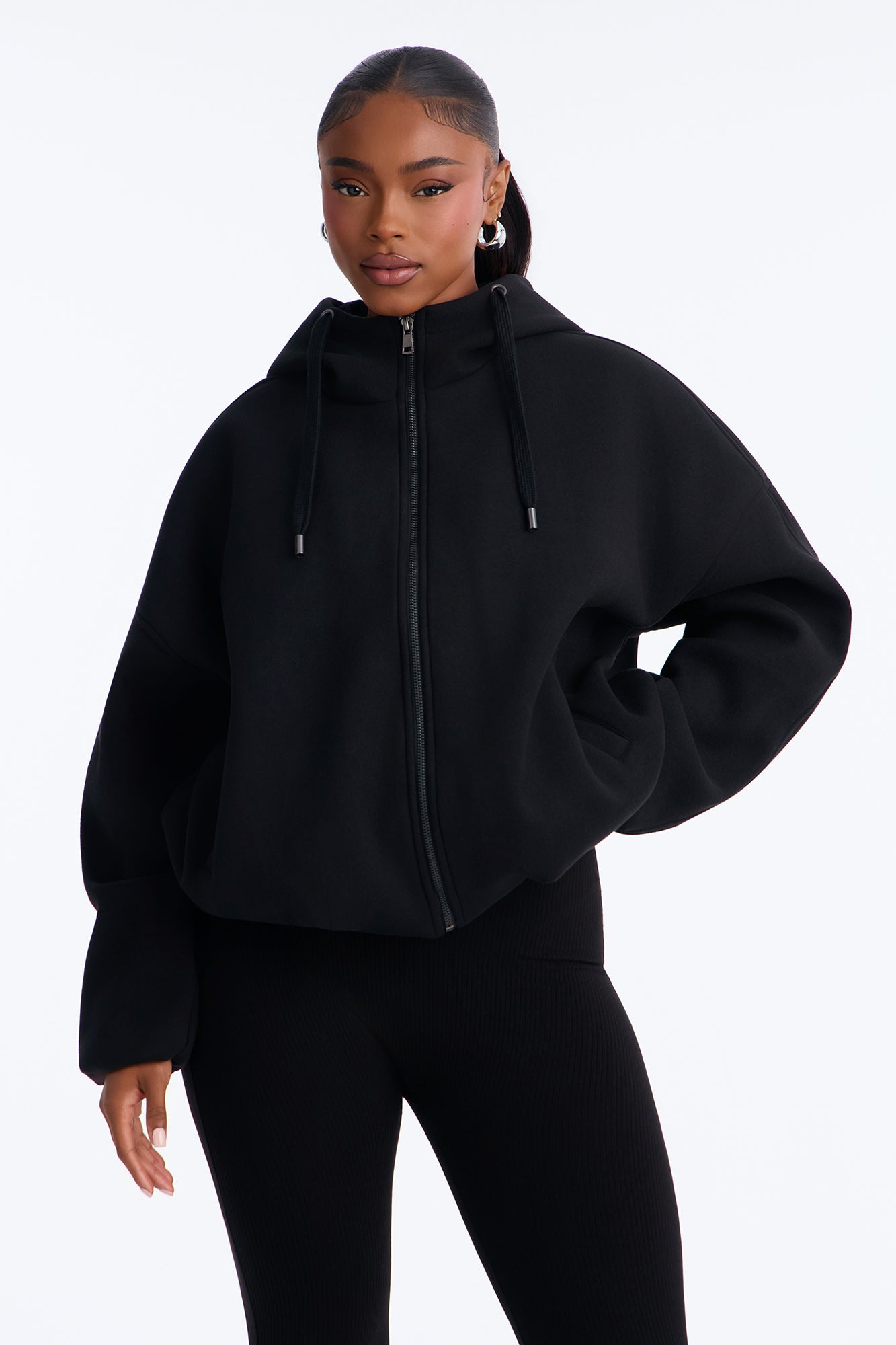 Layne Hooded Bomber Jacket - Black