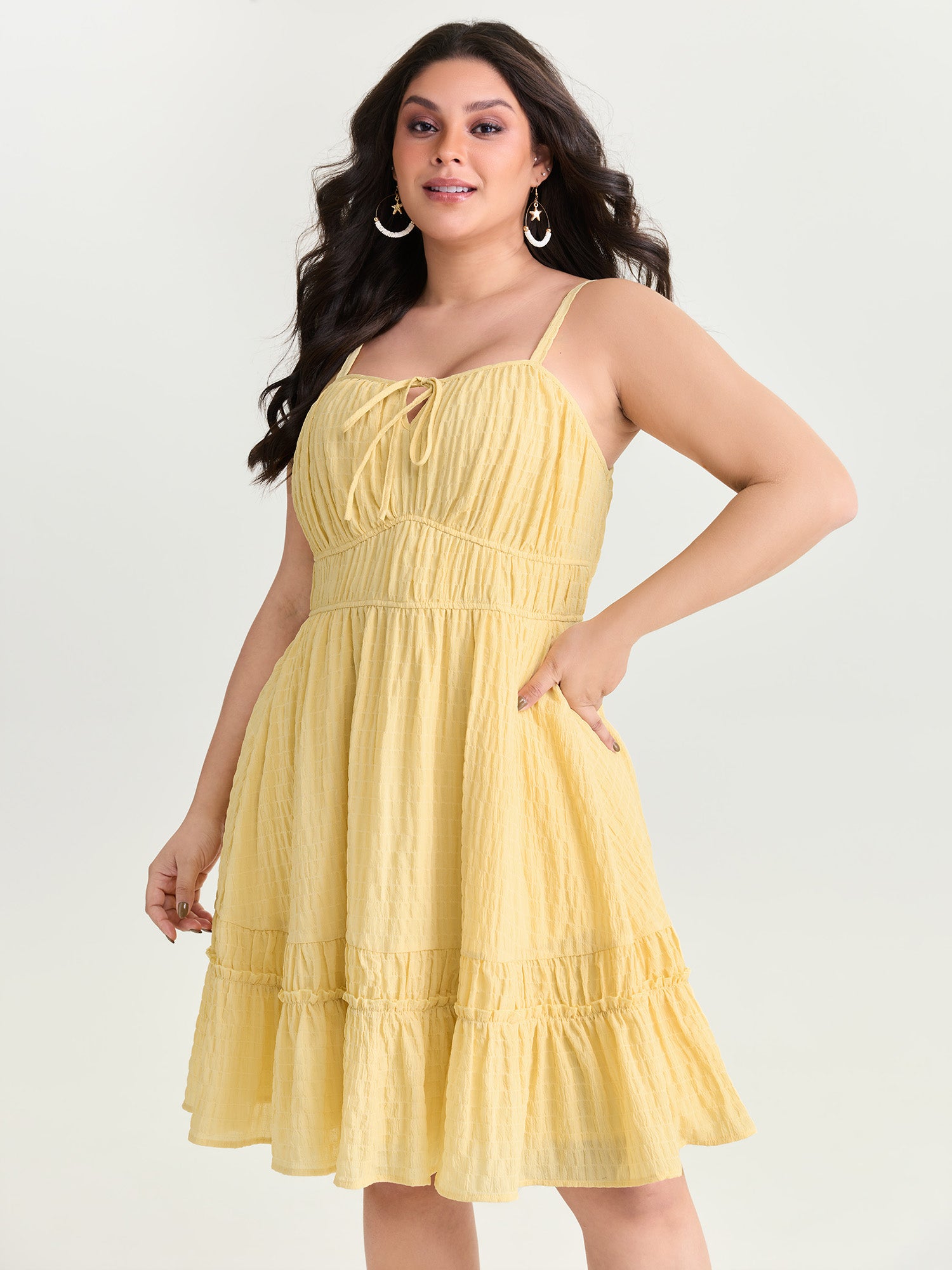 Cinched-Waist Ruffled Hem Mini Dress