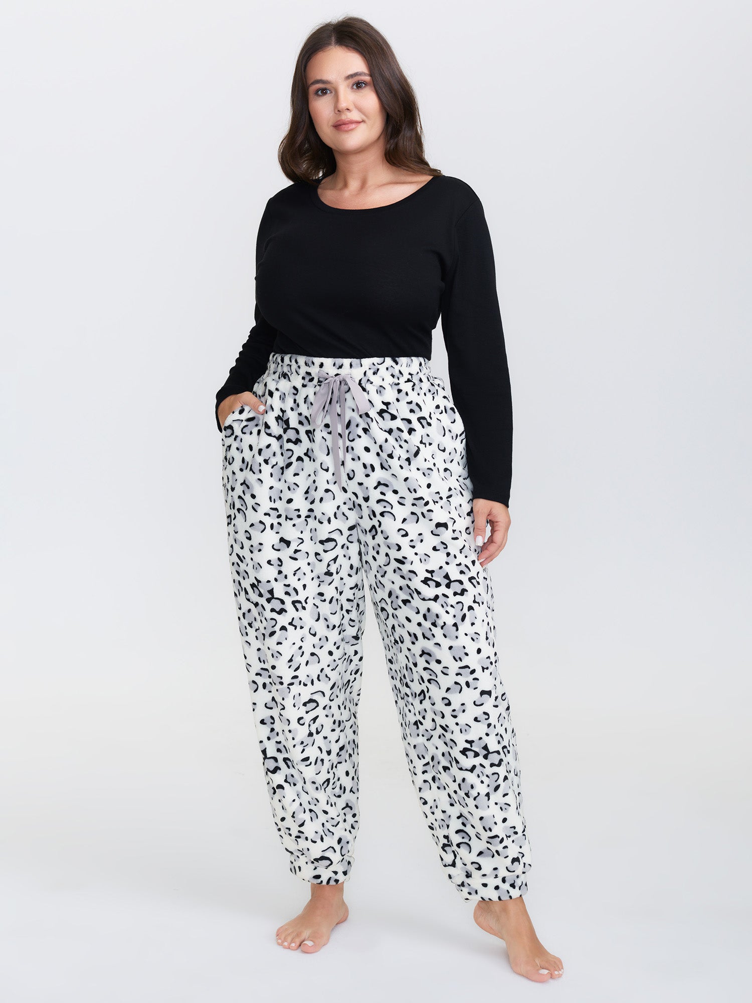 Leopard Print Stretchy Cuff Lounge Bottoms