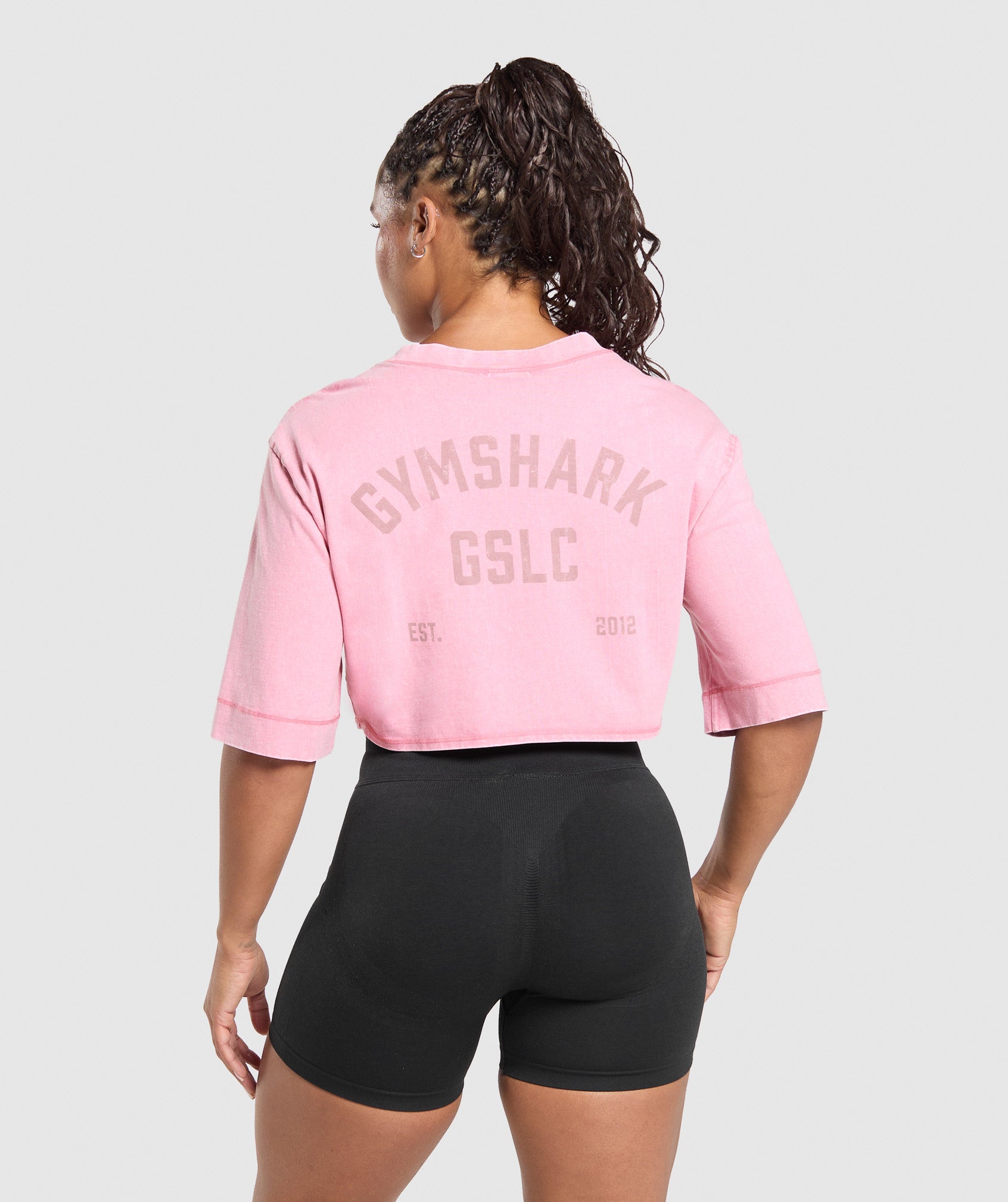 Gymshark GSLC Washed Graphic Crop Top - Sunset Pink/Wash